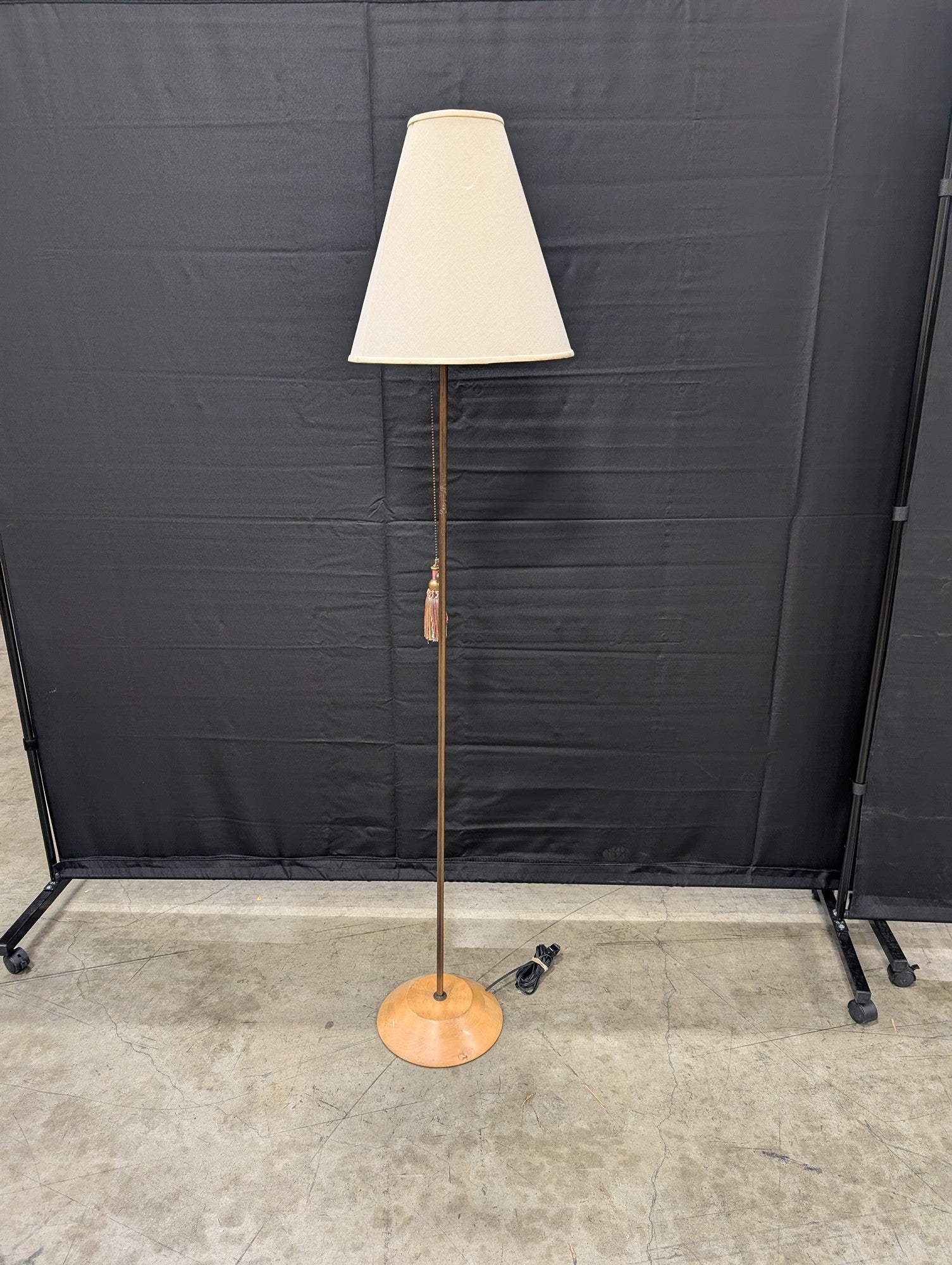 Classic Tapered Shade Floor Lamp with Wood Base