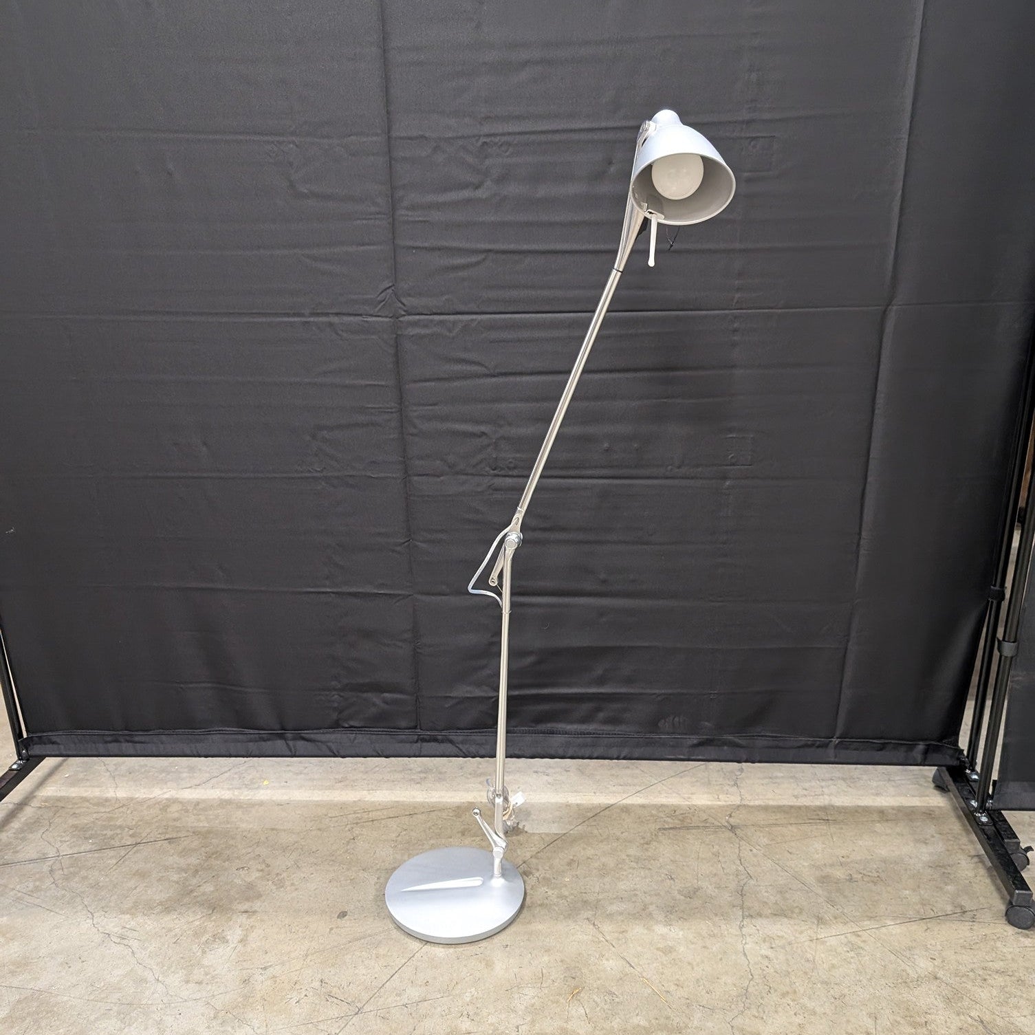 Adjustable Silver-Tone Floor Lamp with Conical Shade