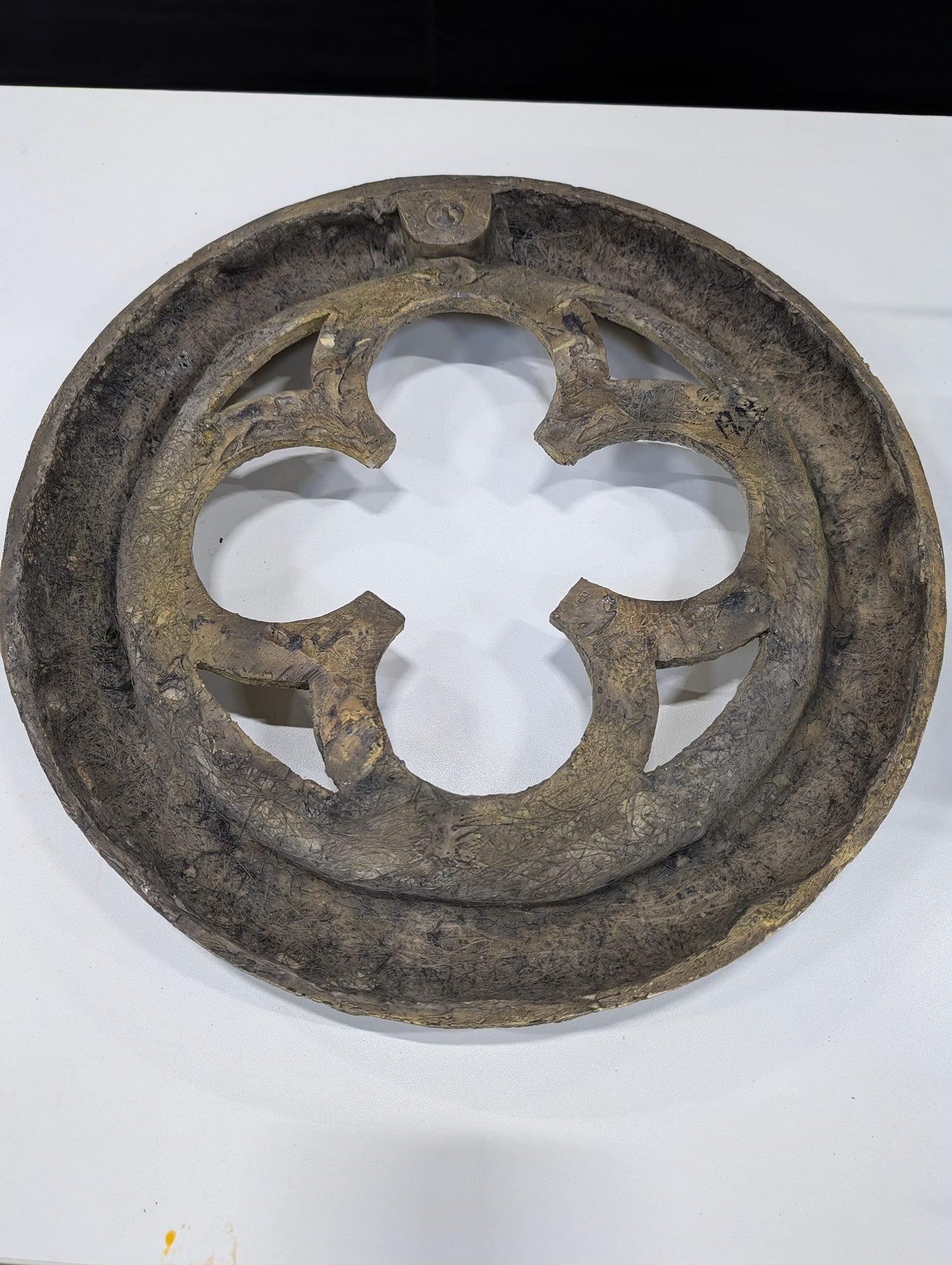 Textured Cast Stone Quatrefoil Medallion