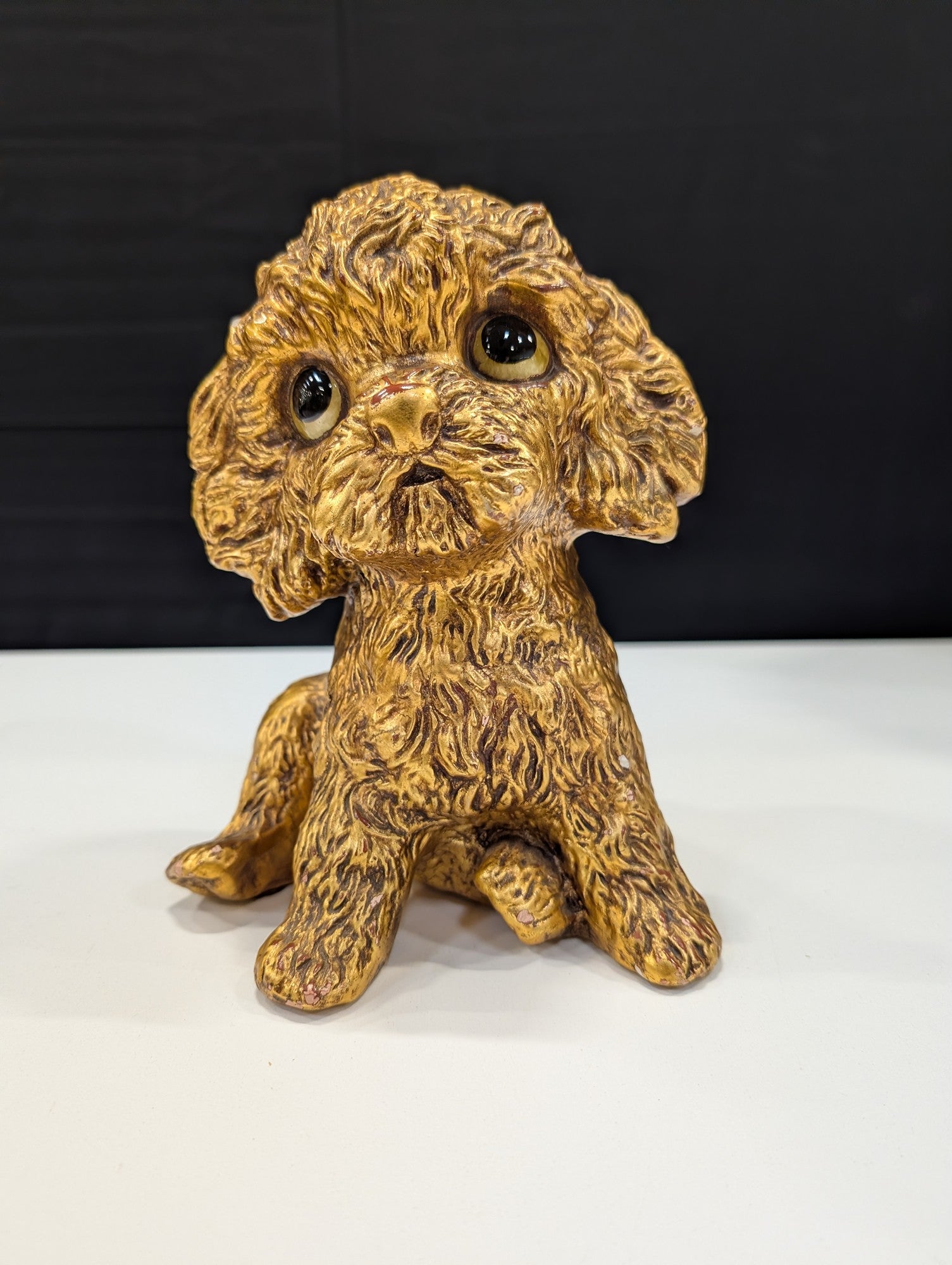 Vintage Gold Tone Poodle Puppy Figurine Signed R. Ford USA 1996