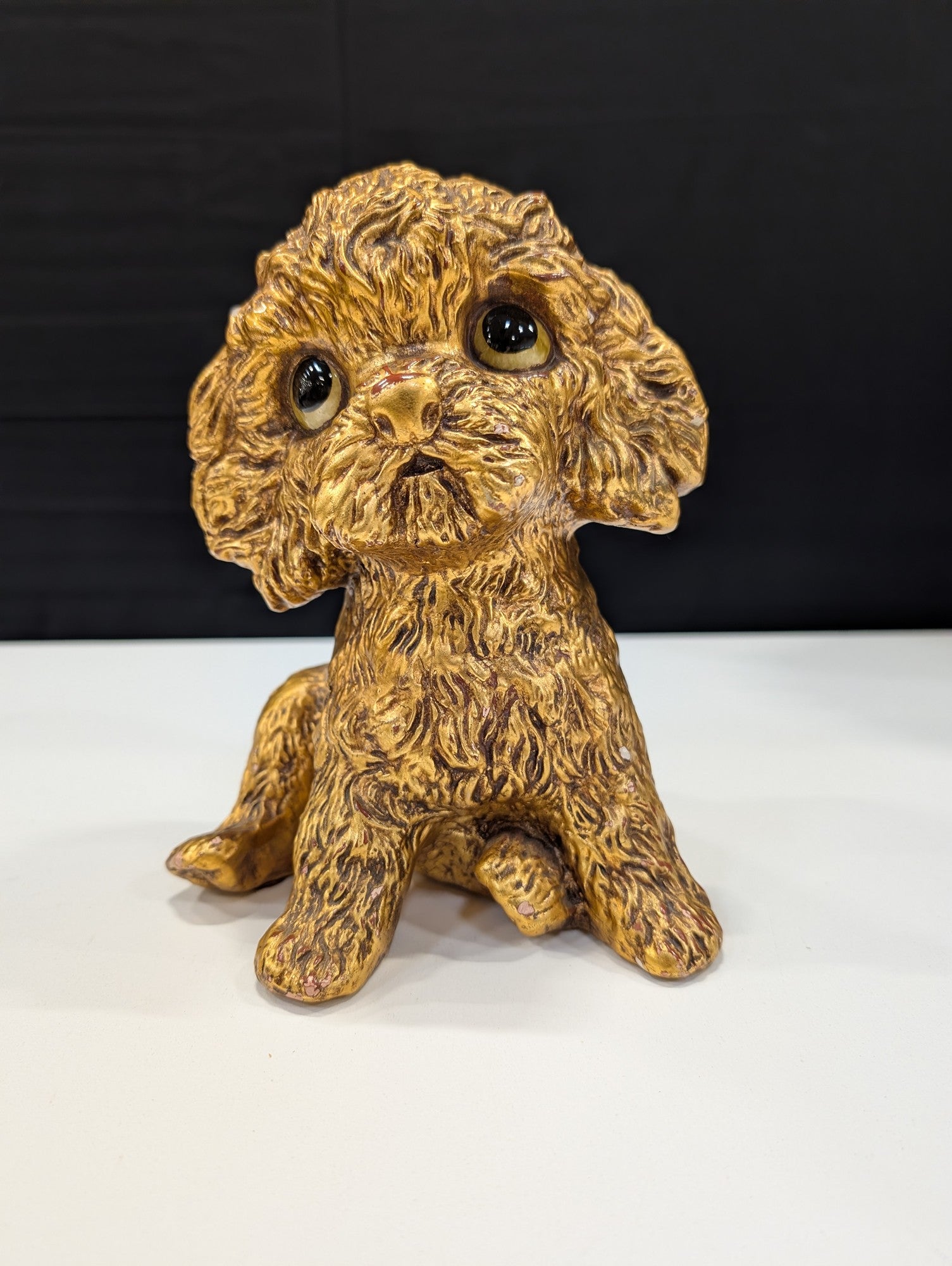 Vintage Gold Tone Poodle Puppy Figurine Signed R. Ford USA 1996