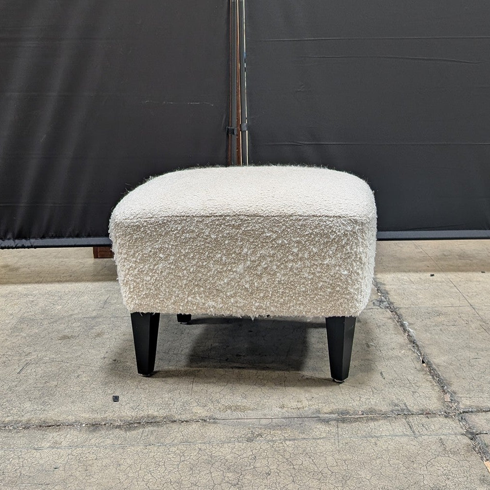 Textured Cream Rectangular Ottoman Footstool