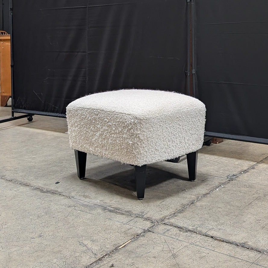 Textured Cream Rectangular Ottoman Footstool