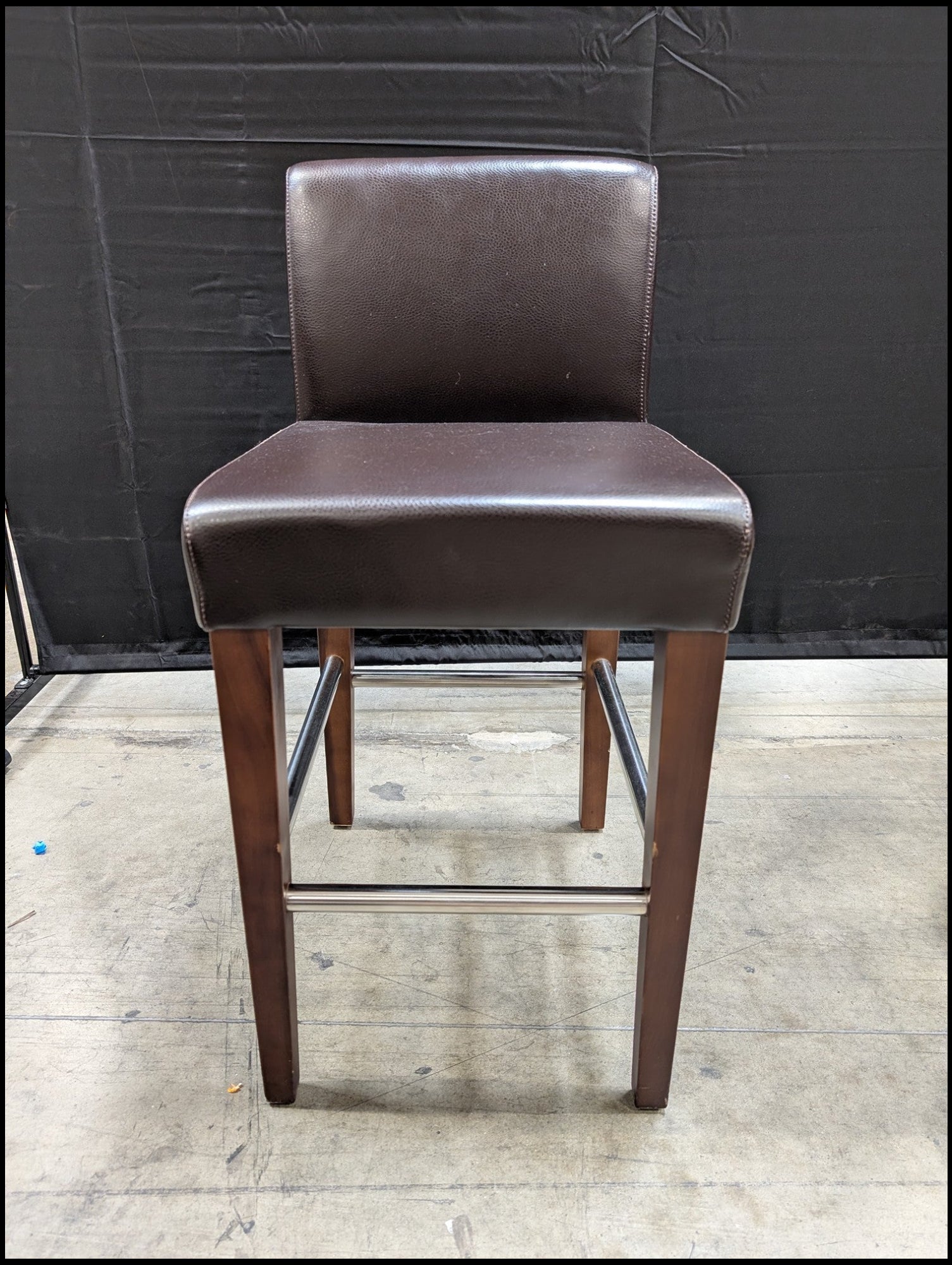 Contemporary Dark Brown Upholstered Bar Stool with Wood Frame