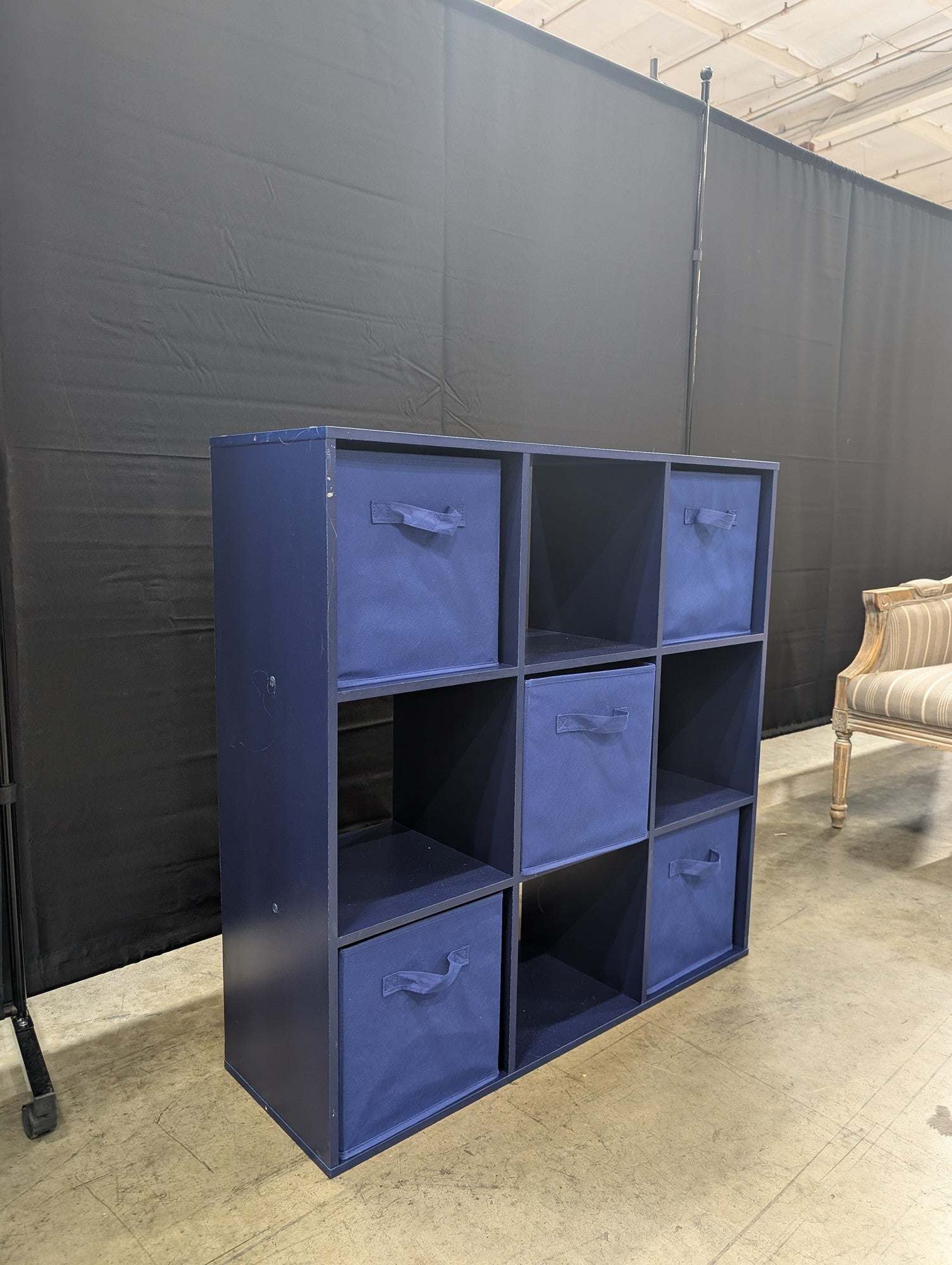 Navy Blue 9-Cube Storage Organizer Shelf with Fabric Bins