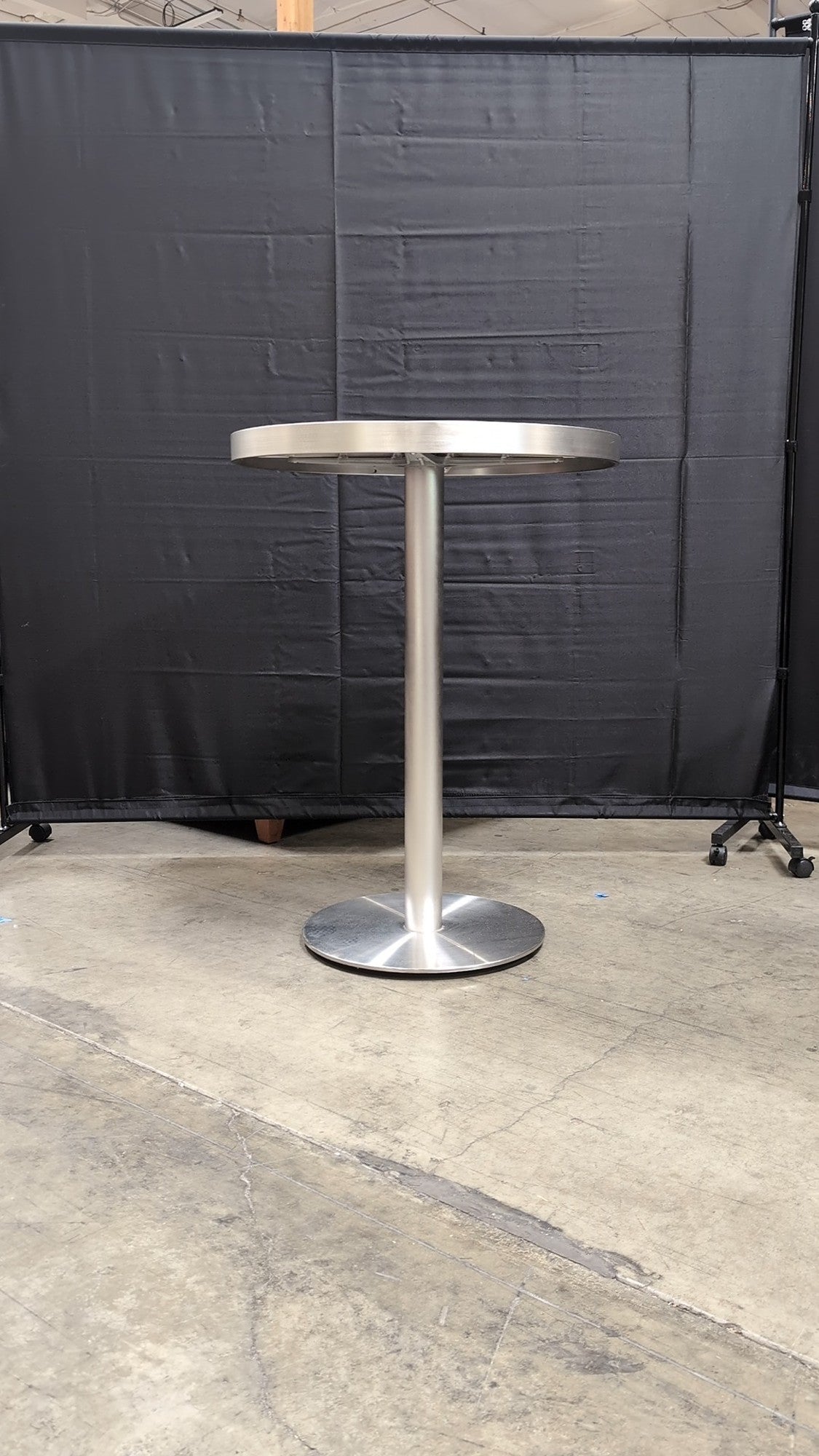 Contemporary Brushed Metal Pedestal Table
