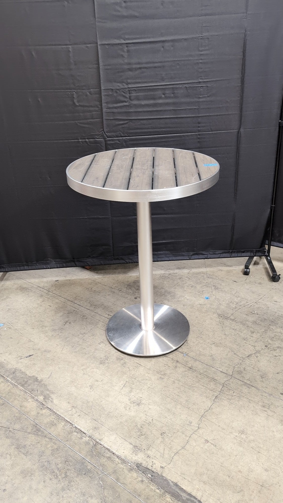 Contemporary Brushed Metal Pedestal Table