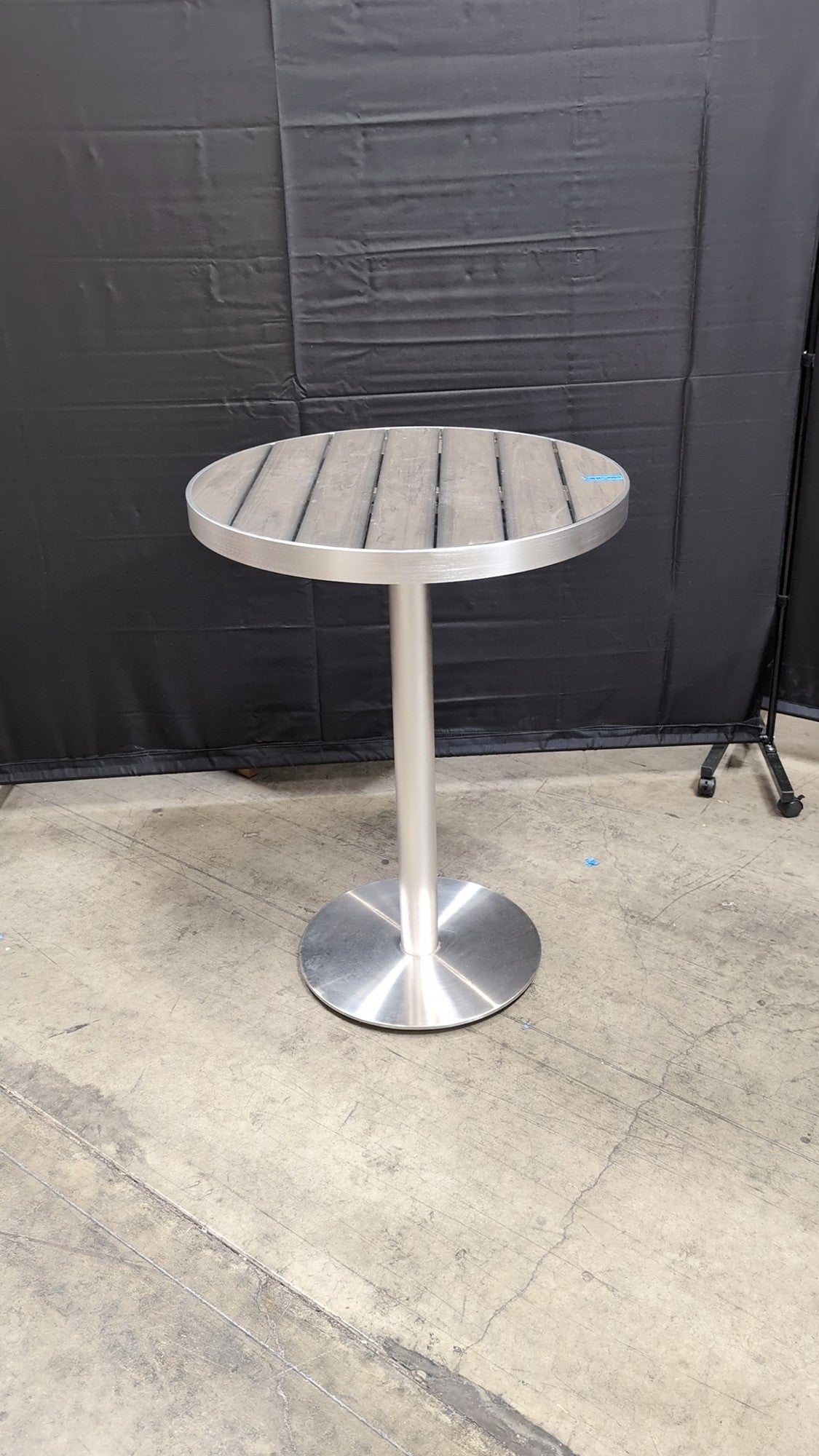 Contemporary Brushed Metal Pedestal Table
