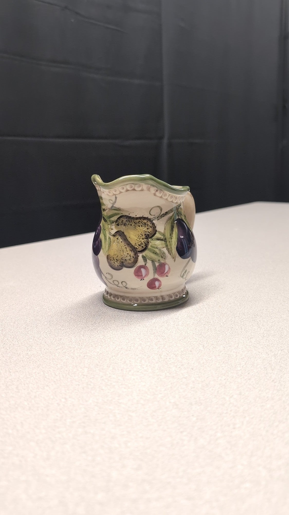 TABLETOPS Gallery Francesca Hand Painted Fruit Motif Ceramic Creamer Pitcher