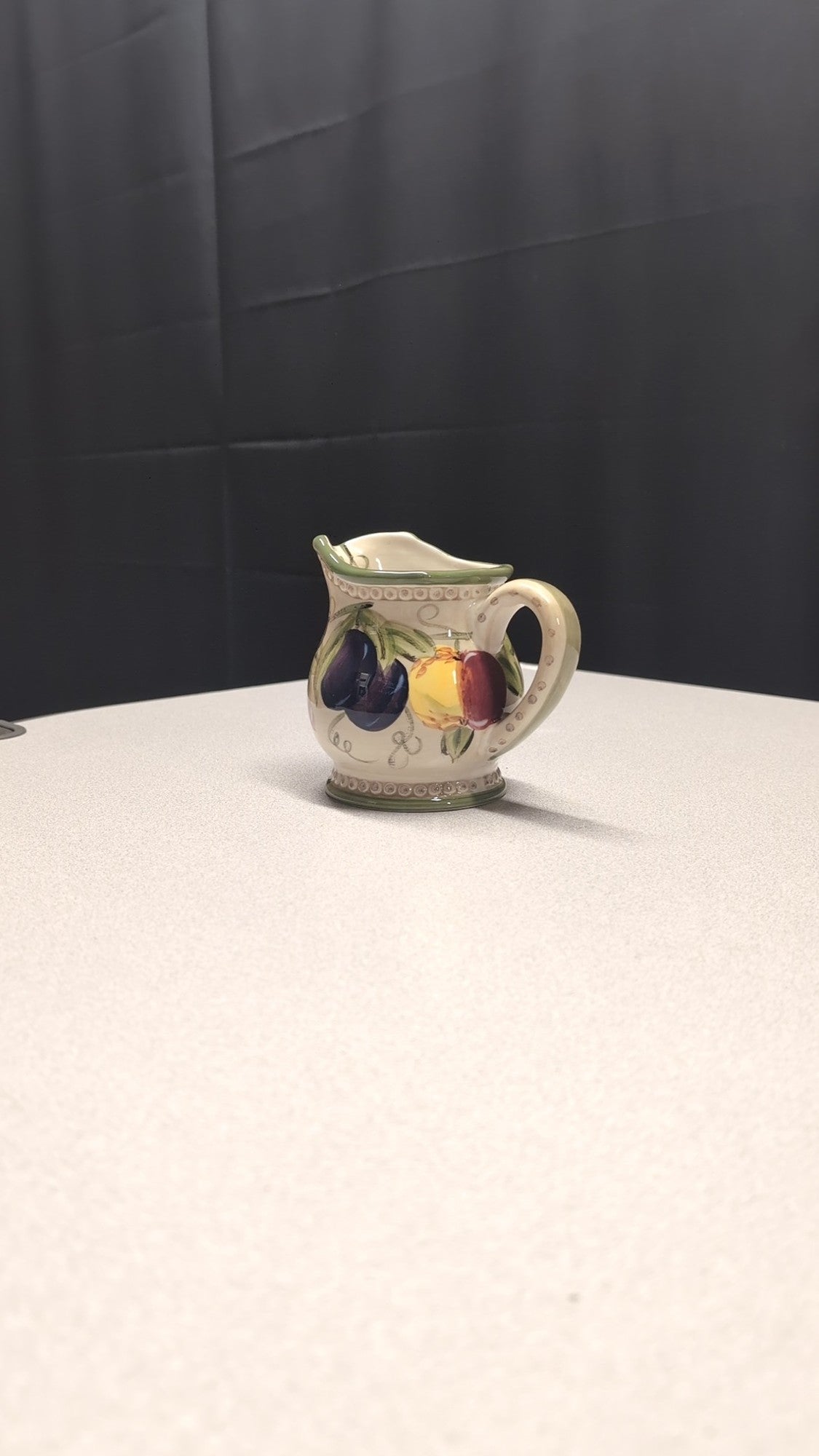 TABLETOPS Gallery Francesca Hand Painted Fruit Motif Ceramic Creamer Pitcher