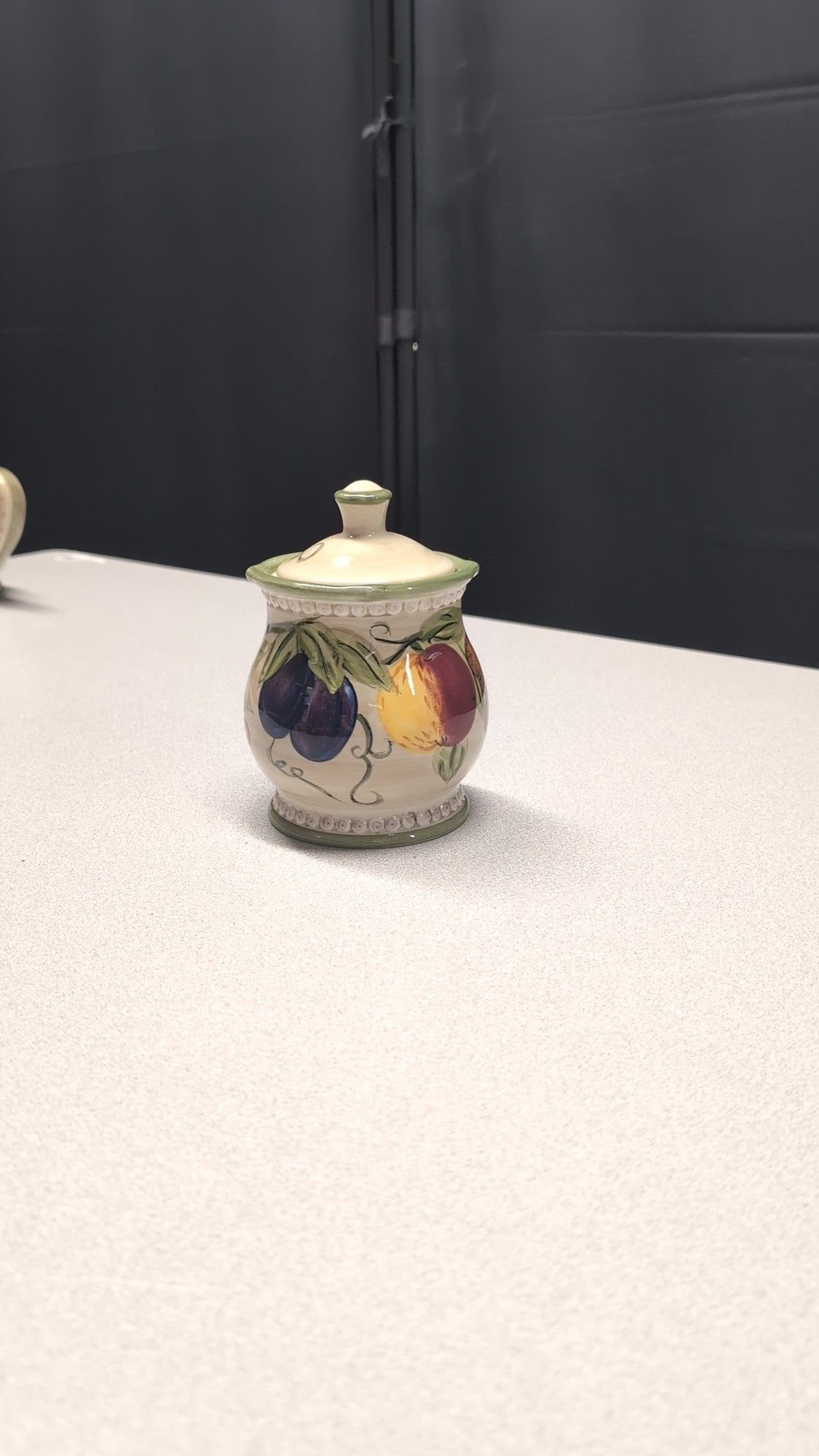 TABLETOPS Gallery Francesca Hand-Painted Fruit Motif Lidded Ceramic Canister