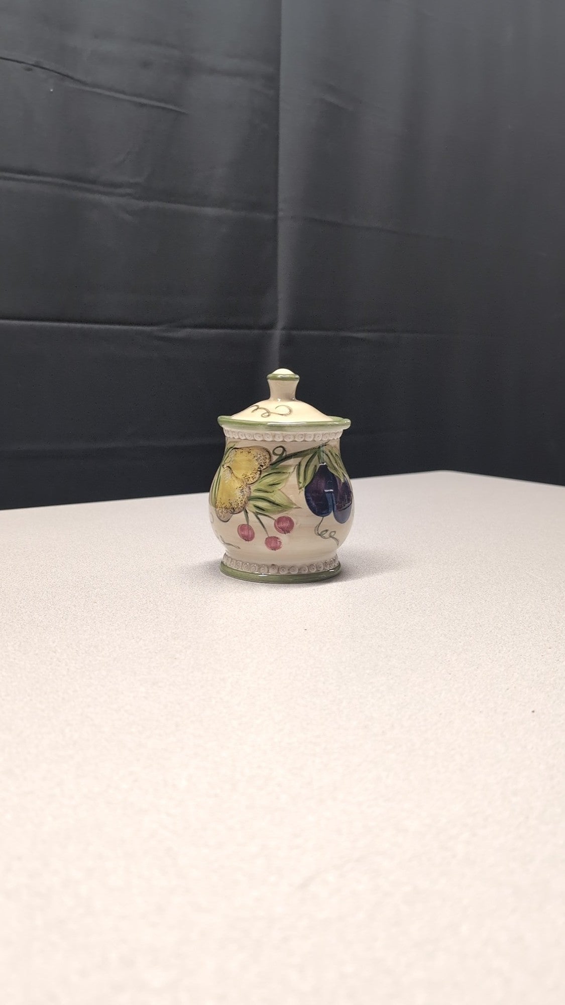 TABLETOPS Gallery Francesca Hand-Painted Fruit Motif Lidded Ceramic Canister