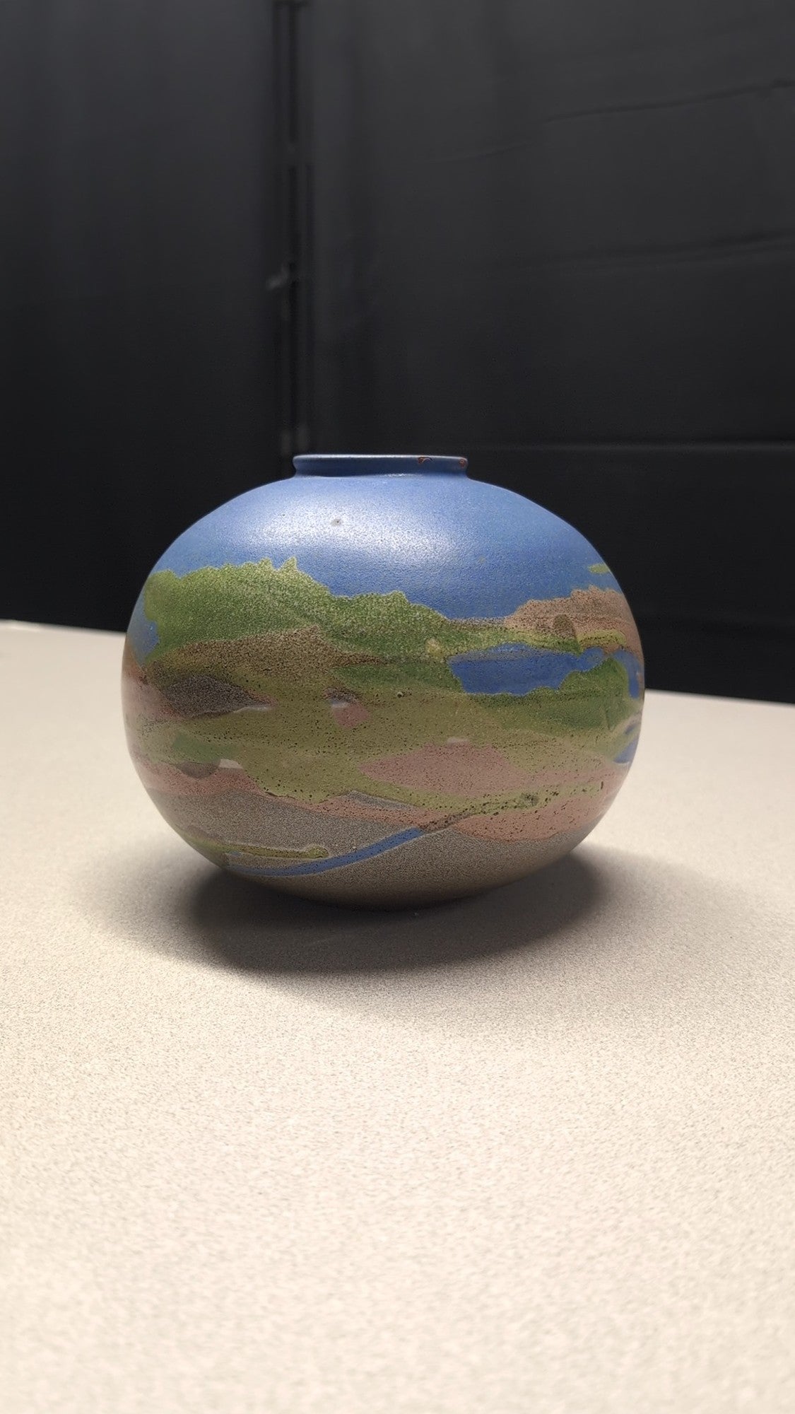 Abstract Ceramic Orb Vase with Textured Glaze