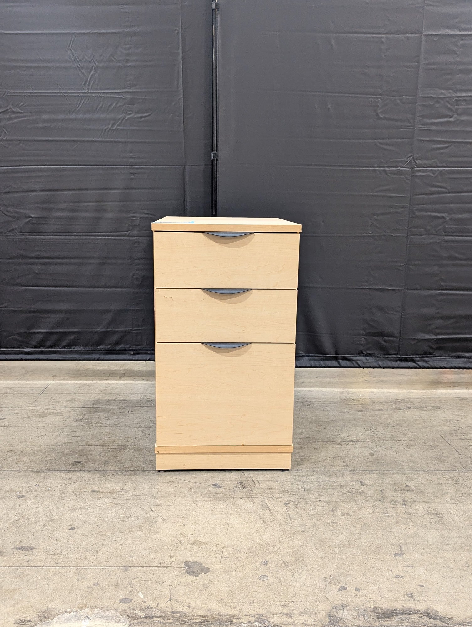 Blonde Wood Tone Three-Drawer Storage Cabinet
