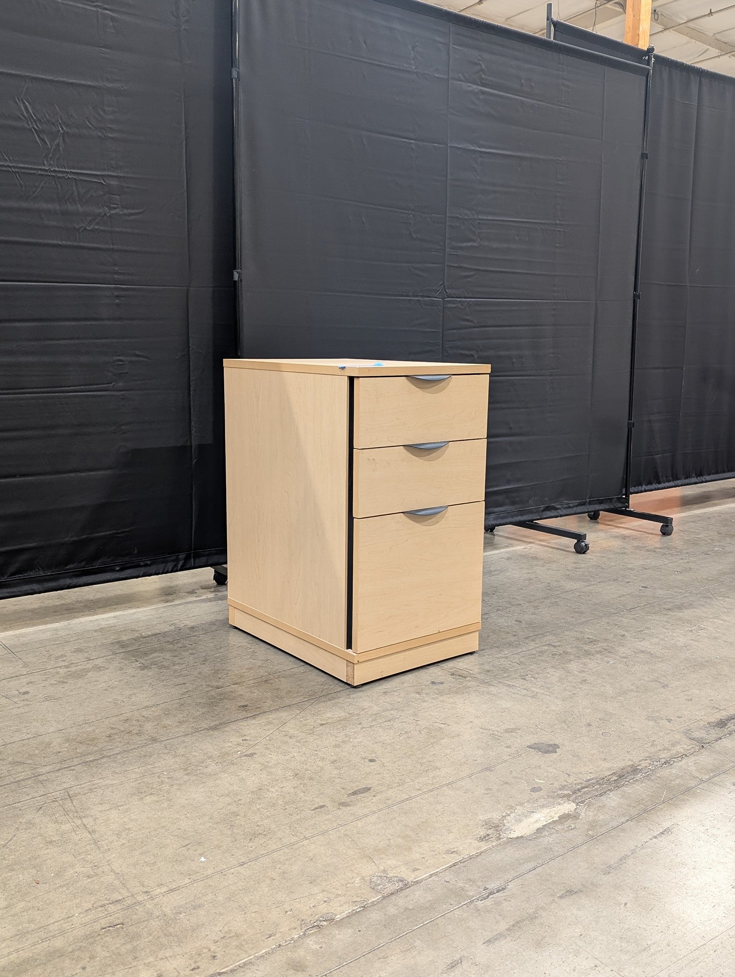Blonde Wood Tone Three-Drawer Storage Cabinet