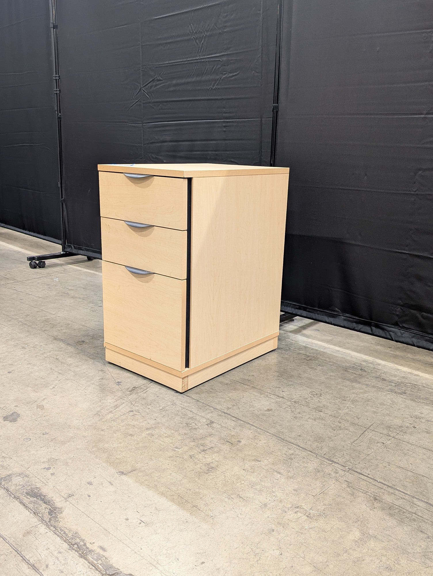 Blonde Wood Tone Three-Drawer Storage Cabinet