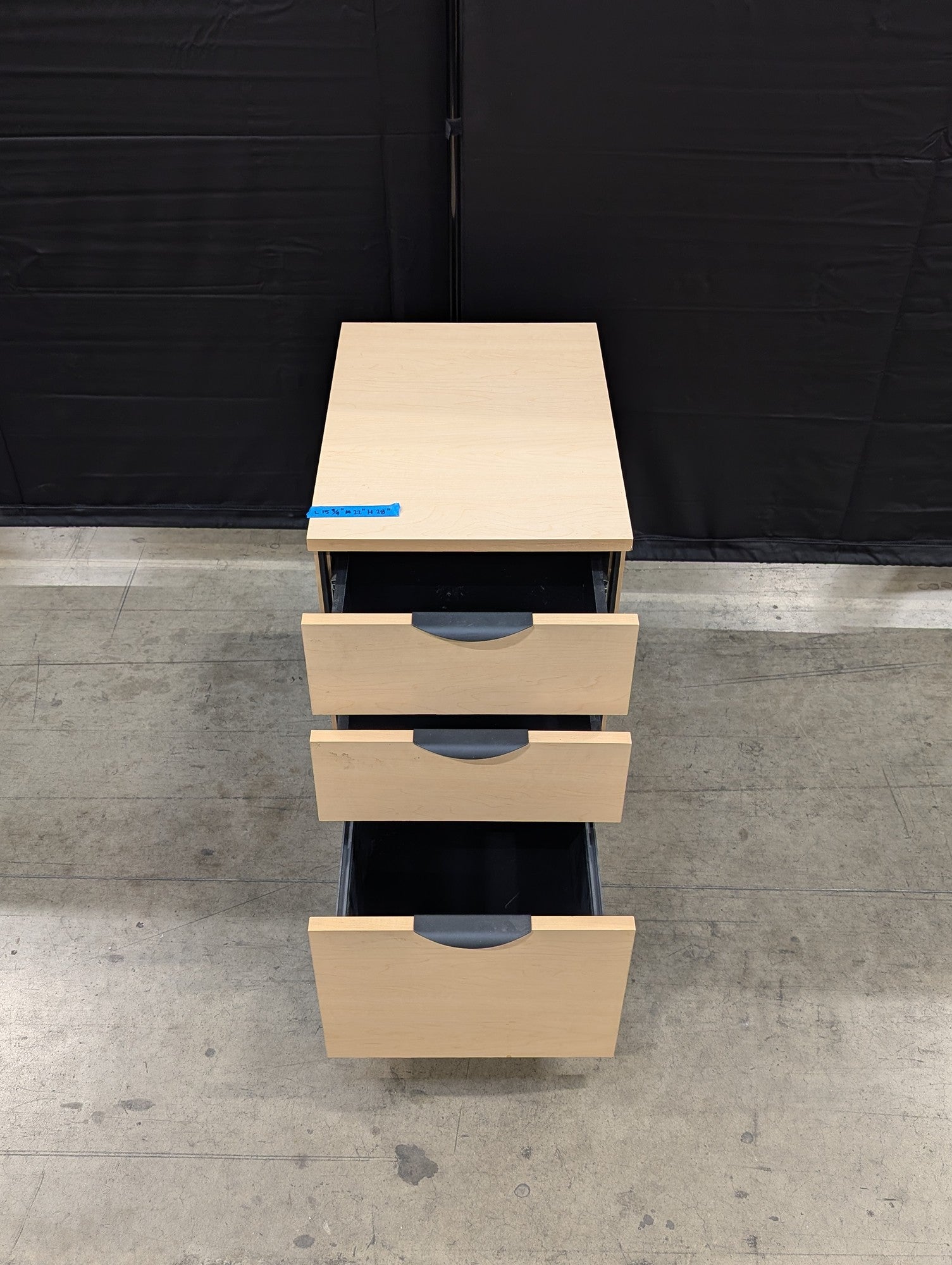 Blonde Wood Tone Three-Drawer Storage Cabinet