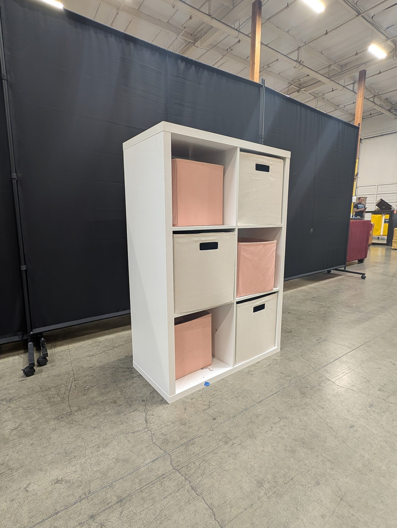 White Six-Cube Storage Organizer with Fabric Bins