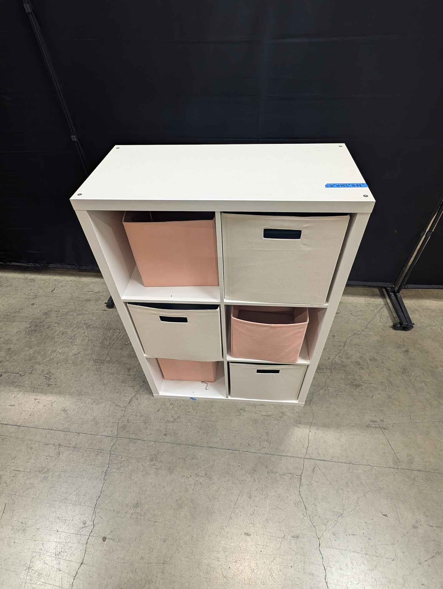 White Six-Cube Storage Organizer with Fabric Bins