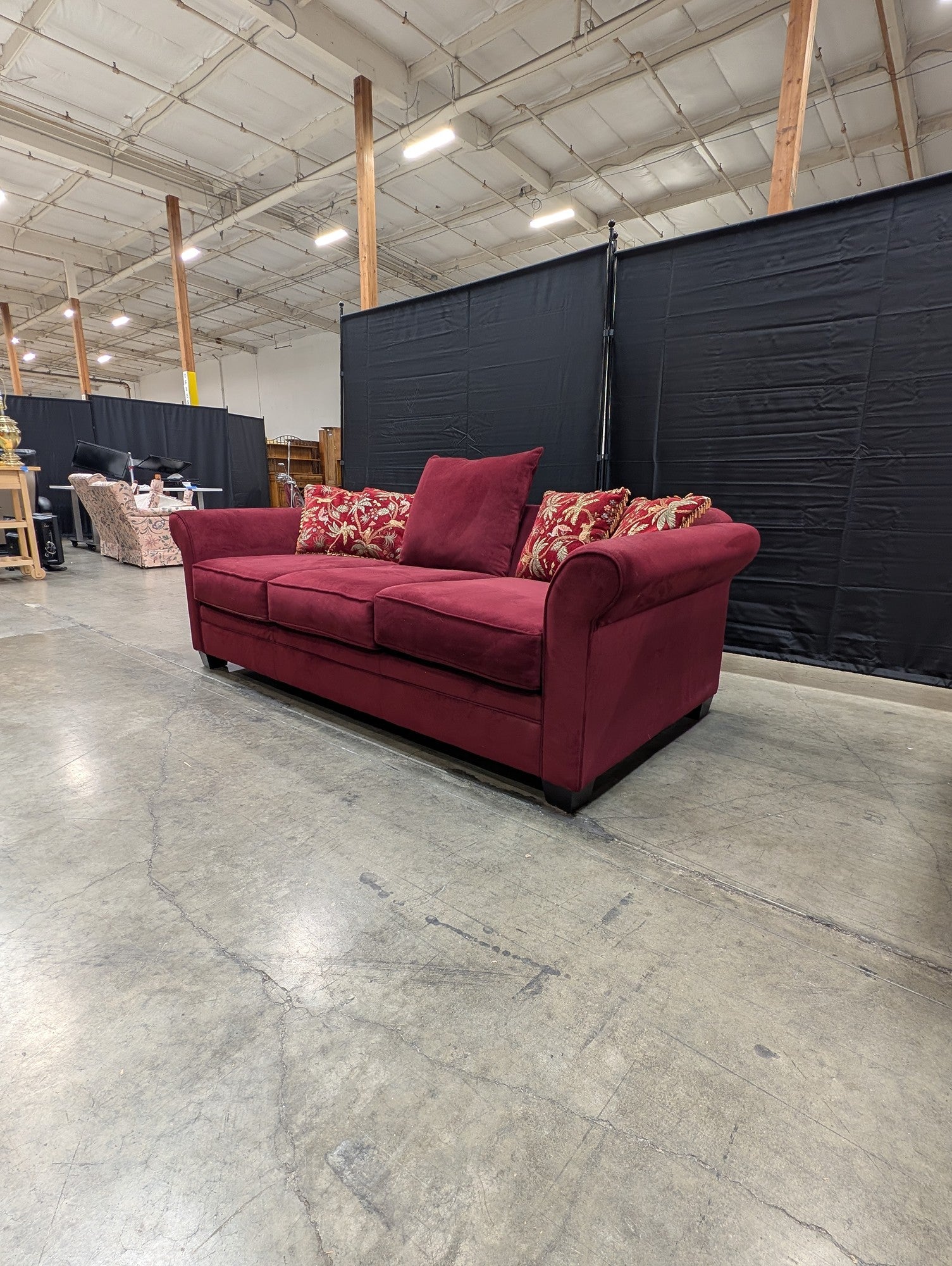 Burgundy Three Seater Sofa