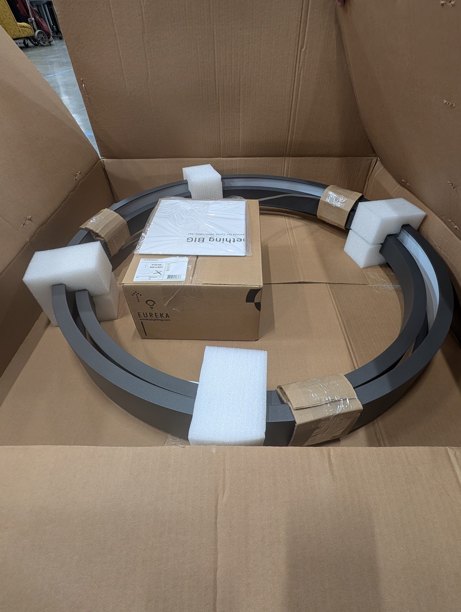 Eureka 36-Inch LED Circular Pendant Light Fixture in box