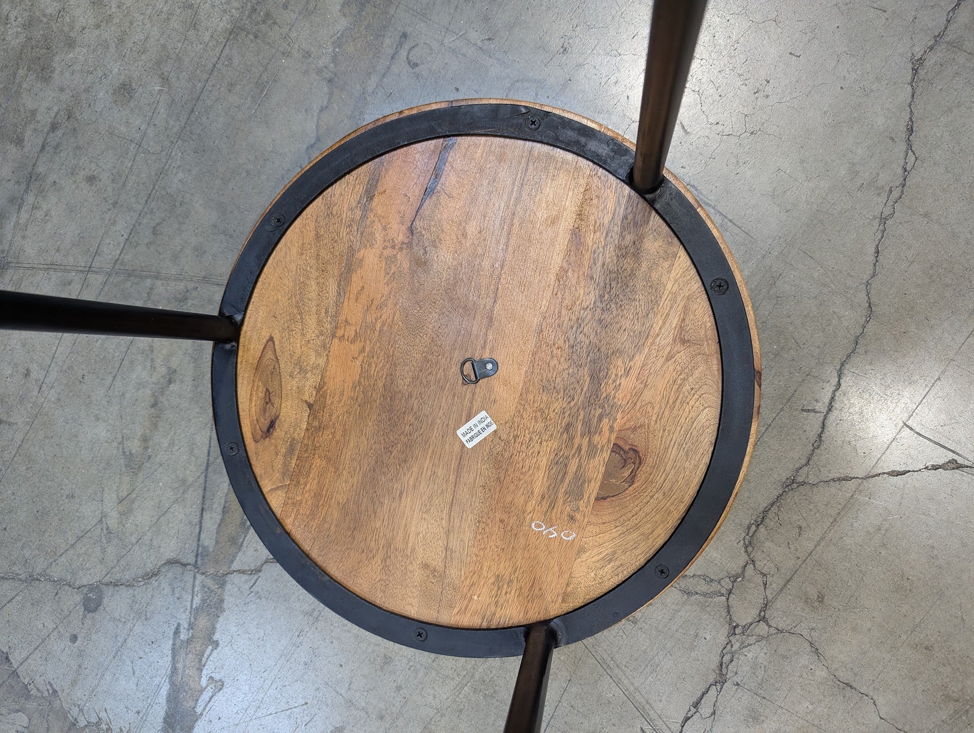 Rustic Wood Top Industrial Metal Stool Side Table