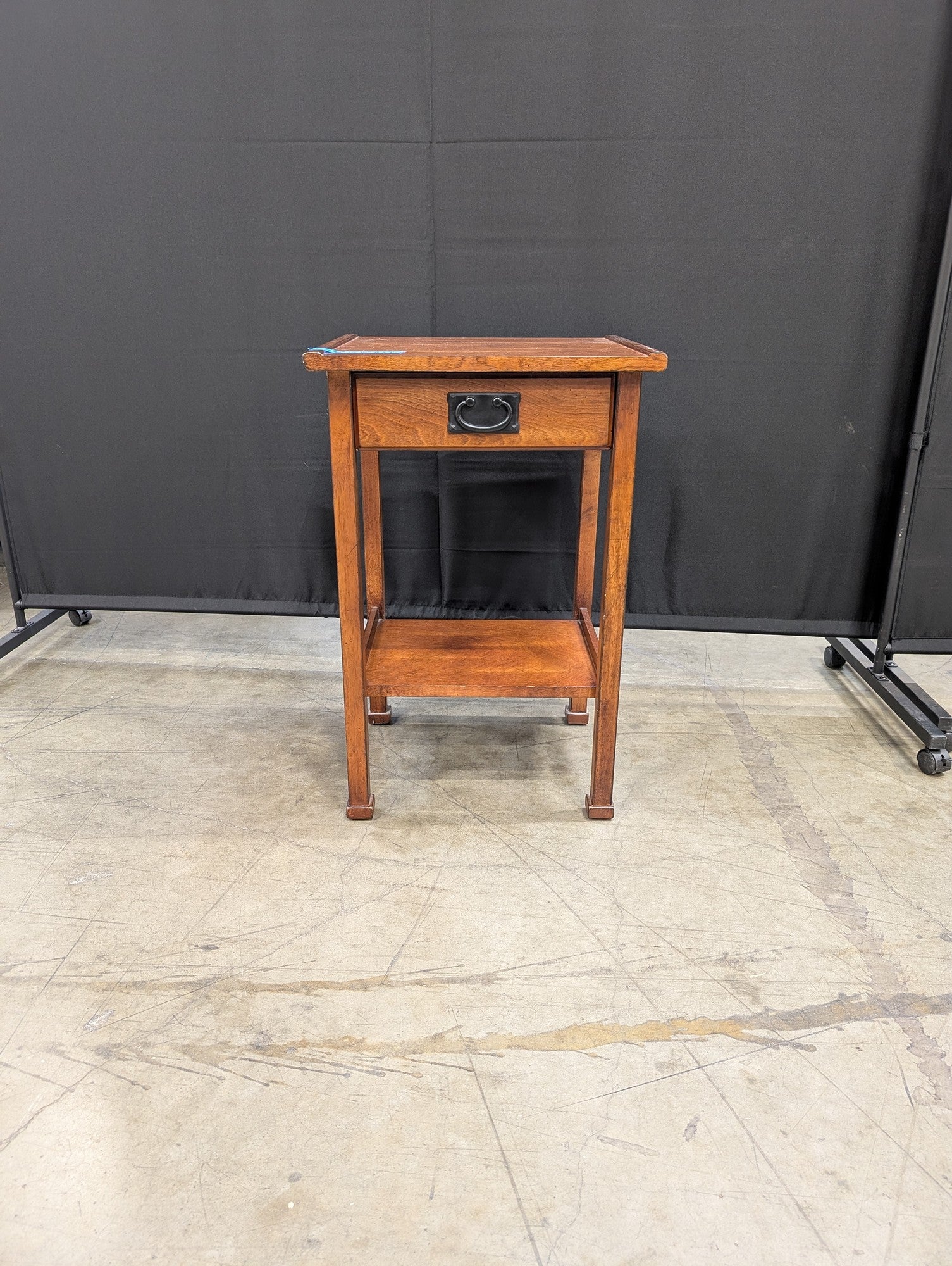 Mission Style Wood Side Table with Drawer and Shelf