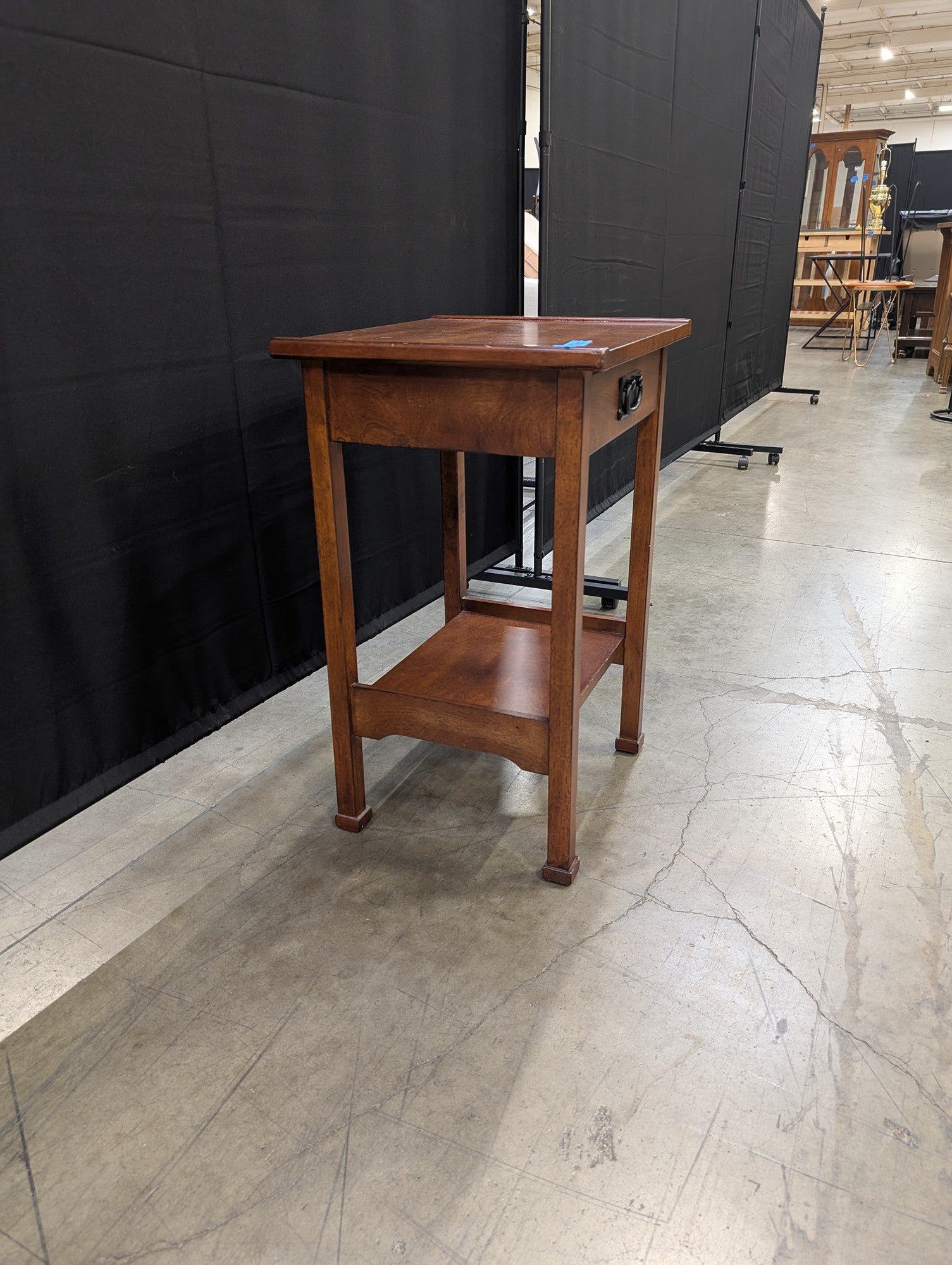 Mission Style Wood Side Table with Drawer and Shelf