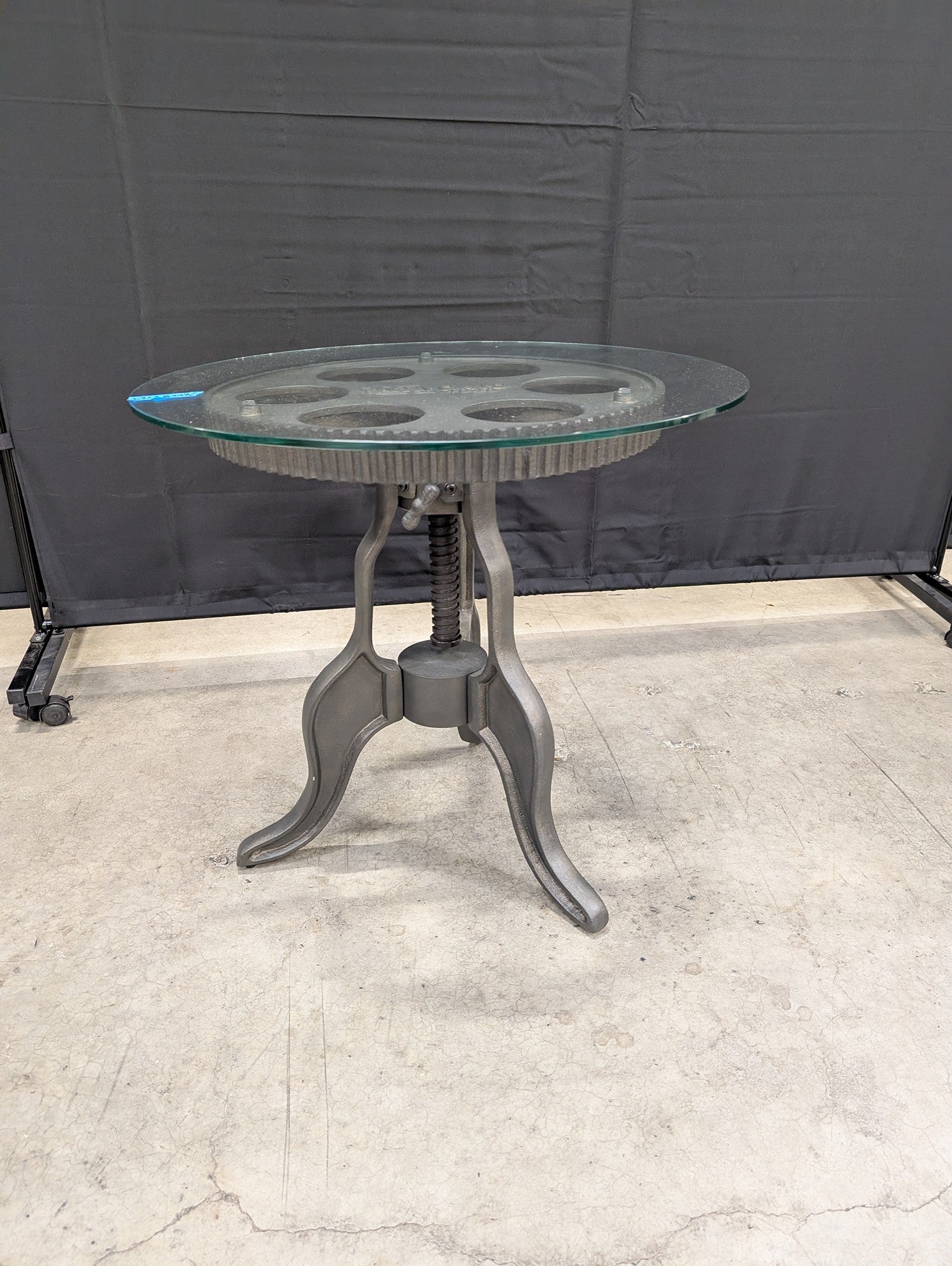Kincaid 1946 Industrial Crank Adjustable Glass Top Table