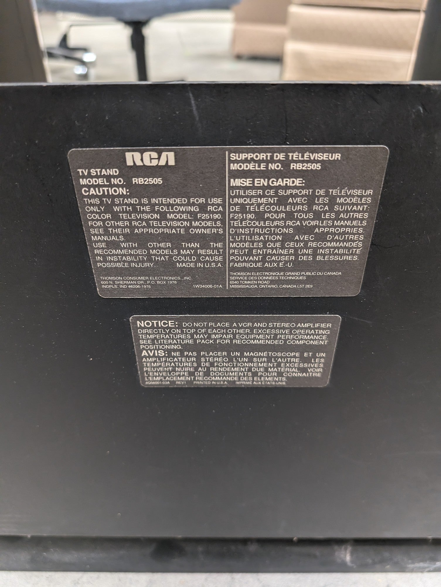 RCA Compact Black TV Stand with Glass Door and Shelves