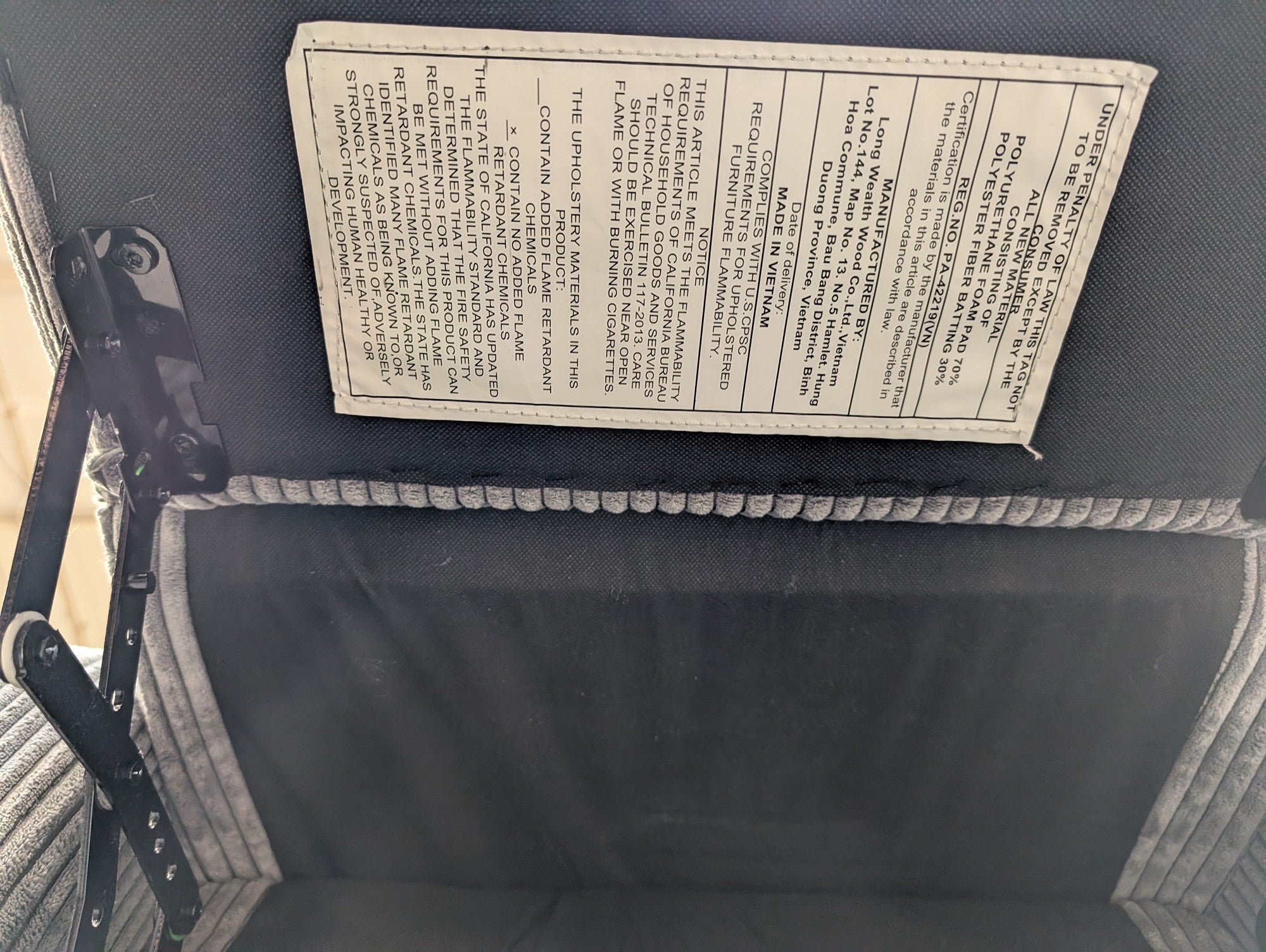 ALL-IN-ONE Grey Corduroy Recliner Chair
