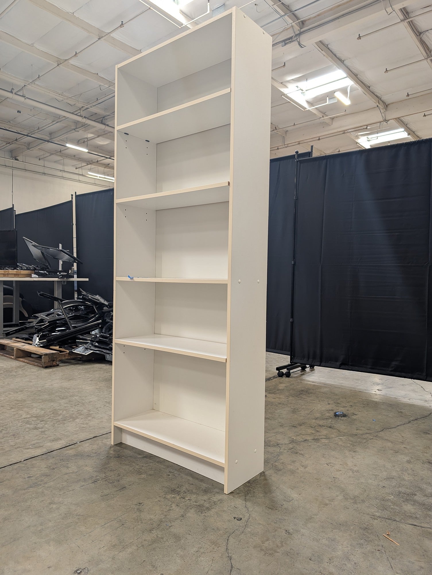 Tall White Five-Shelf Bookcase Storage Unit