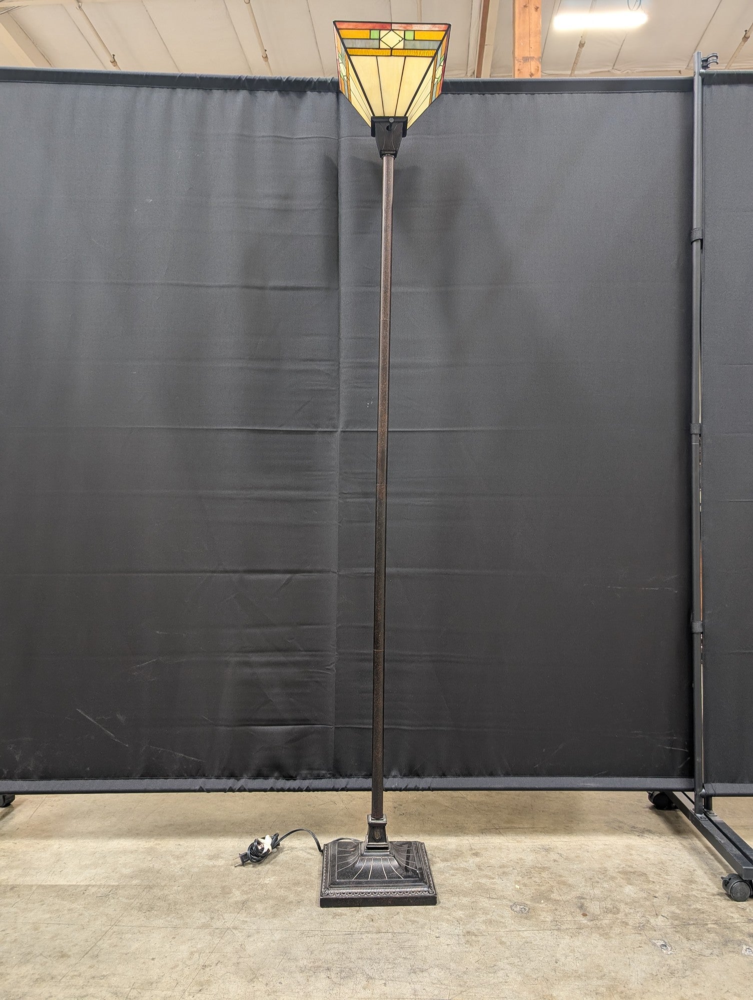 Stained Glass Mission Style Floor Lamp with Bronze Tone Base