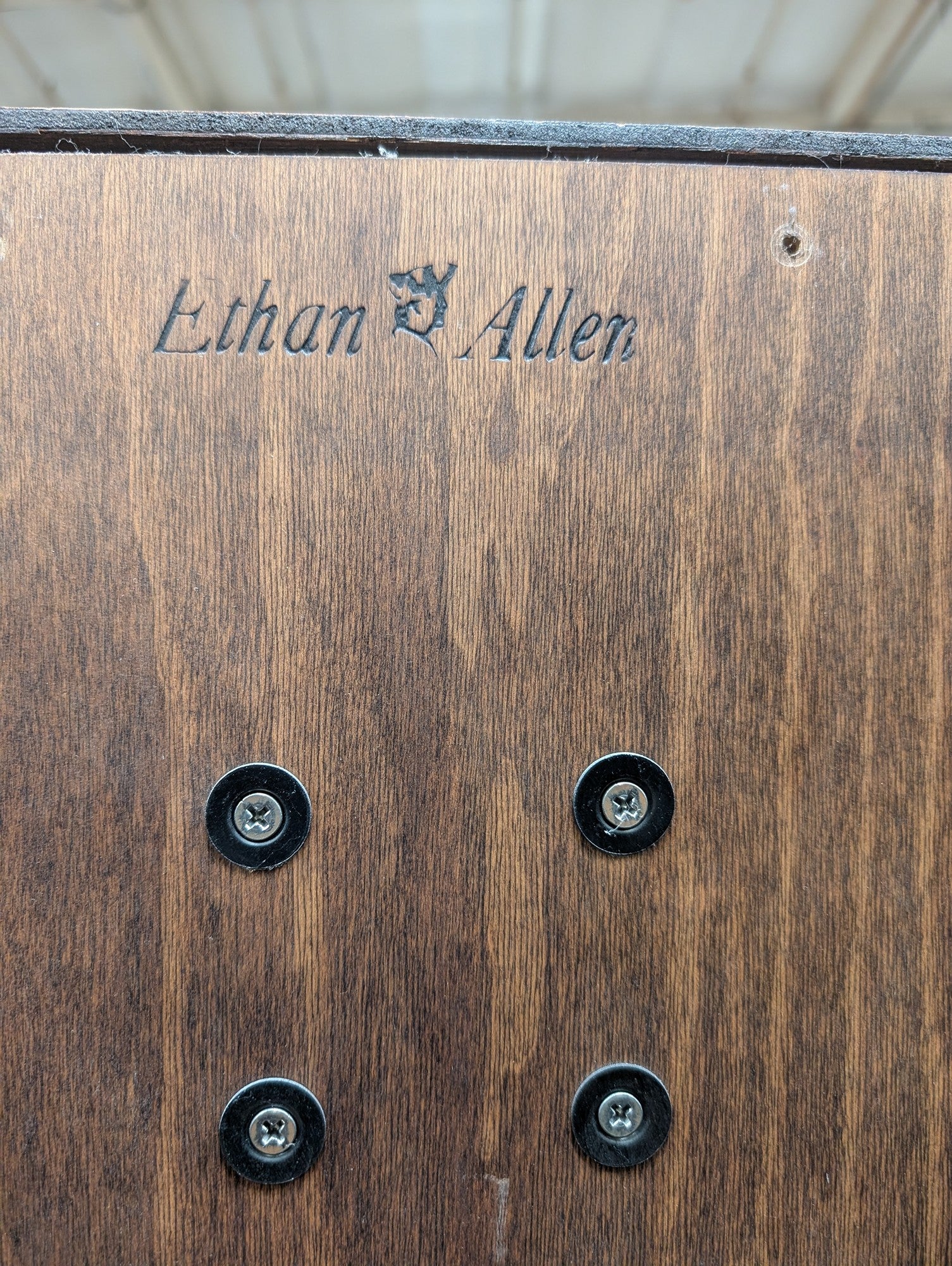Ethan Allen Classic Dark Wood Grandfather Clock with Tempus Fugit Dial