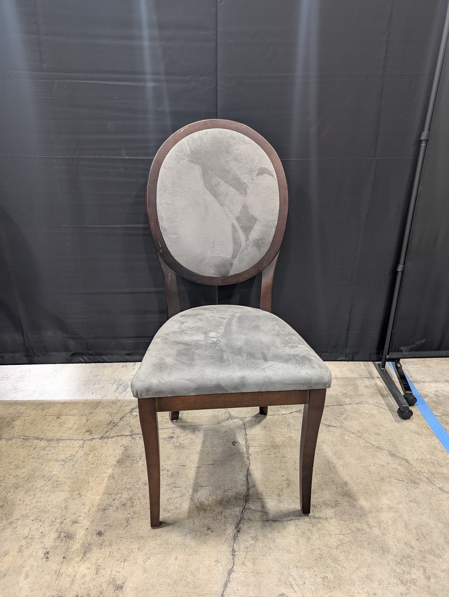 DINEC INC. Upholstered Dining Chair with Oval Back and Walnut Finish