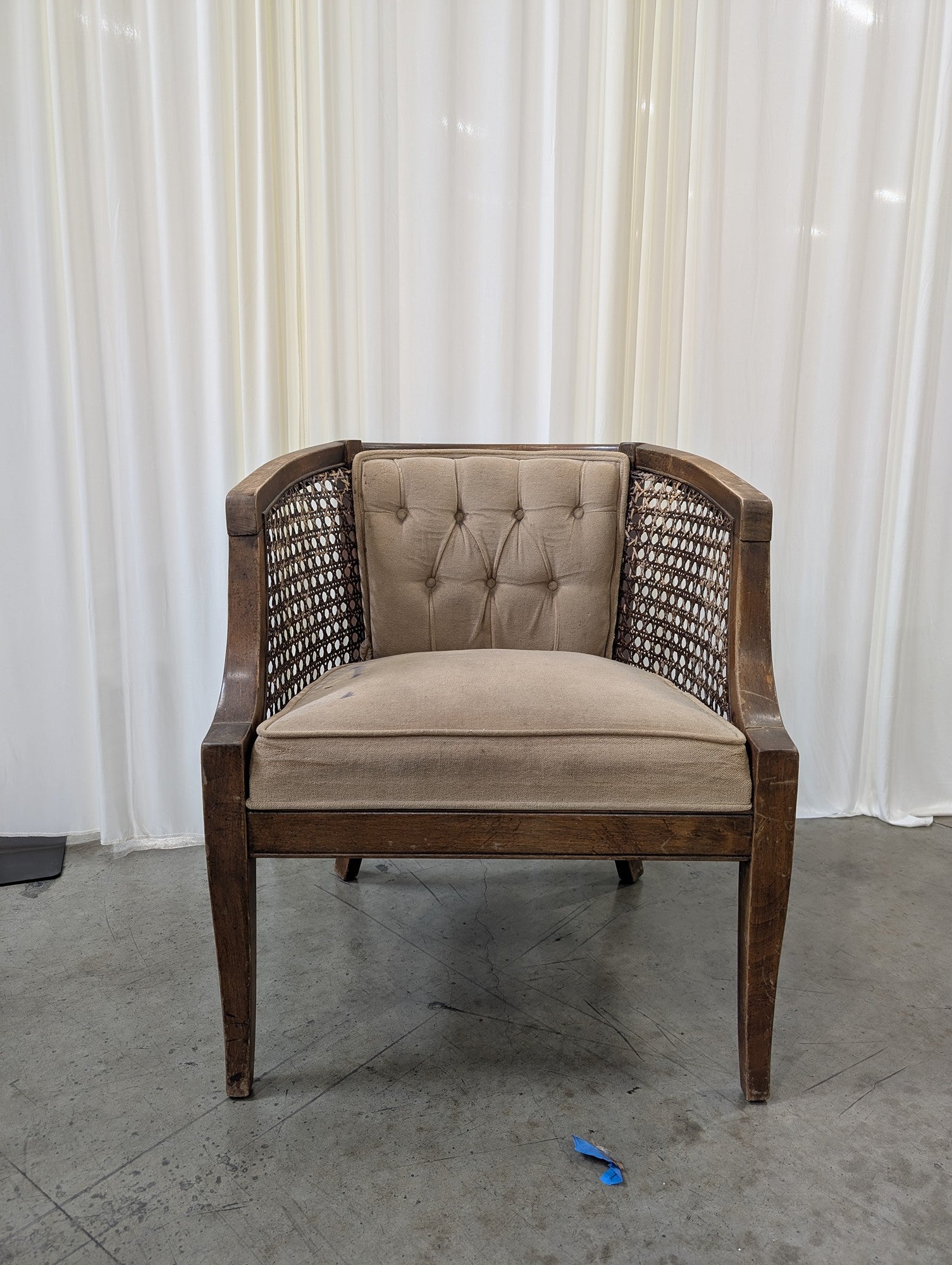 Vintage Cane Back Upholstered Accent Chair
