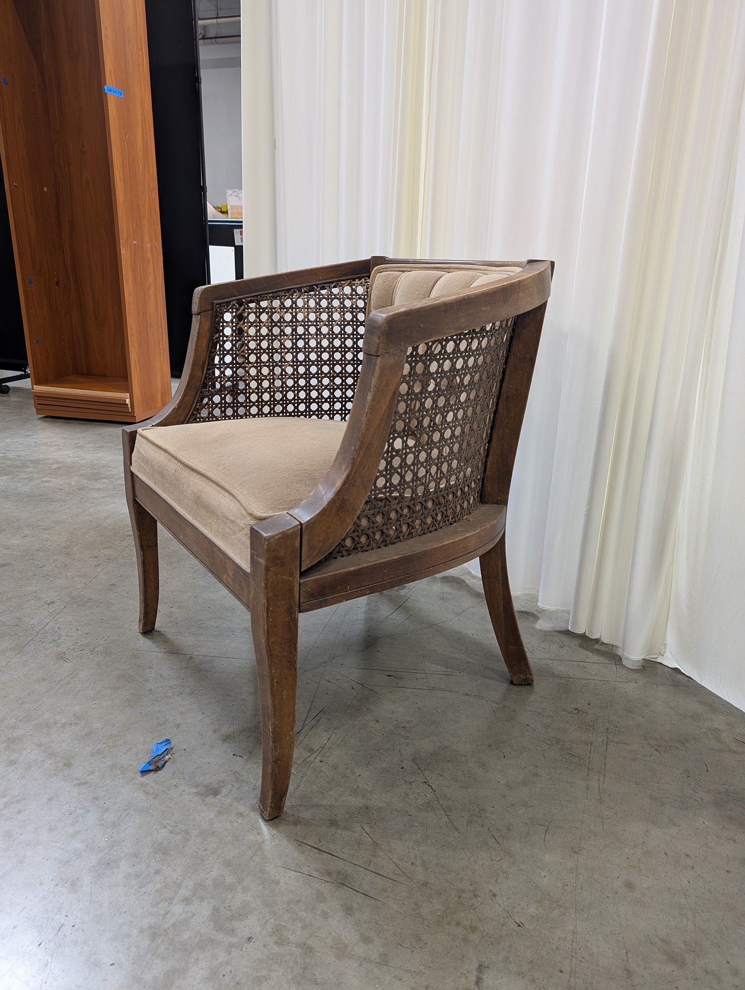 Vintage Cane Back Upholstered Accent Chair