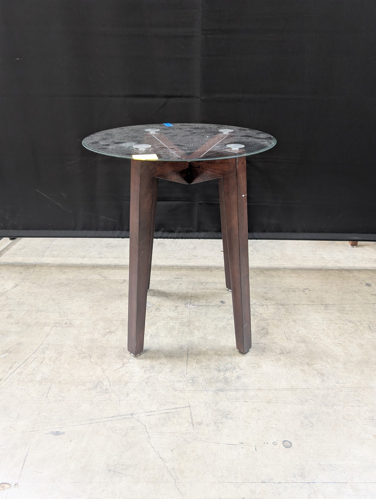 Contemporary Dark Wood and Glass Accent Table
