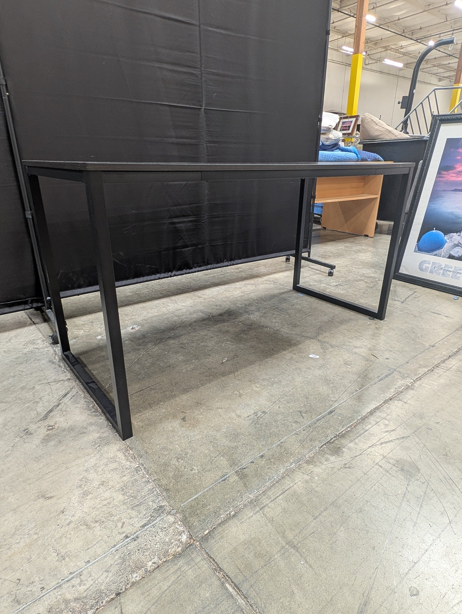 Modern Industrial Style Desk with Dark Wood-Look Top