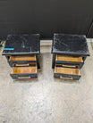 Pair of Sleek Black Two-Drawer Bedside Tables