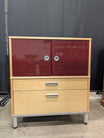 Ikea Two-Tone Wood and Red Accent Cabinet with Drawers