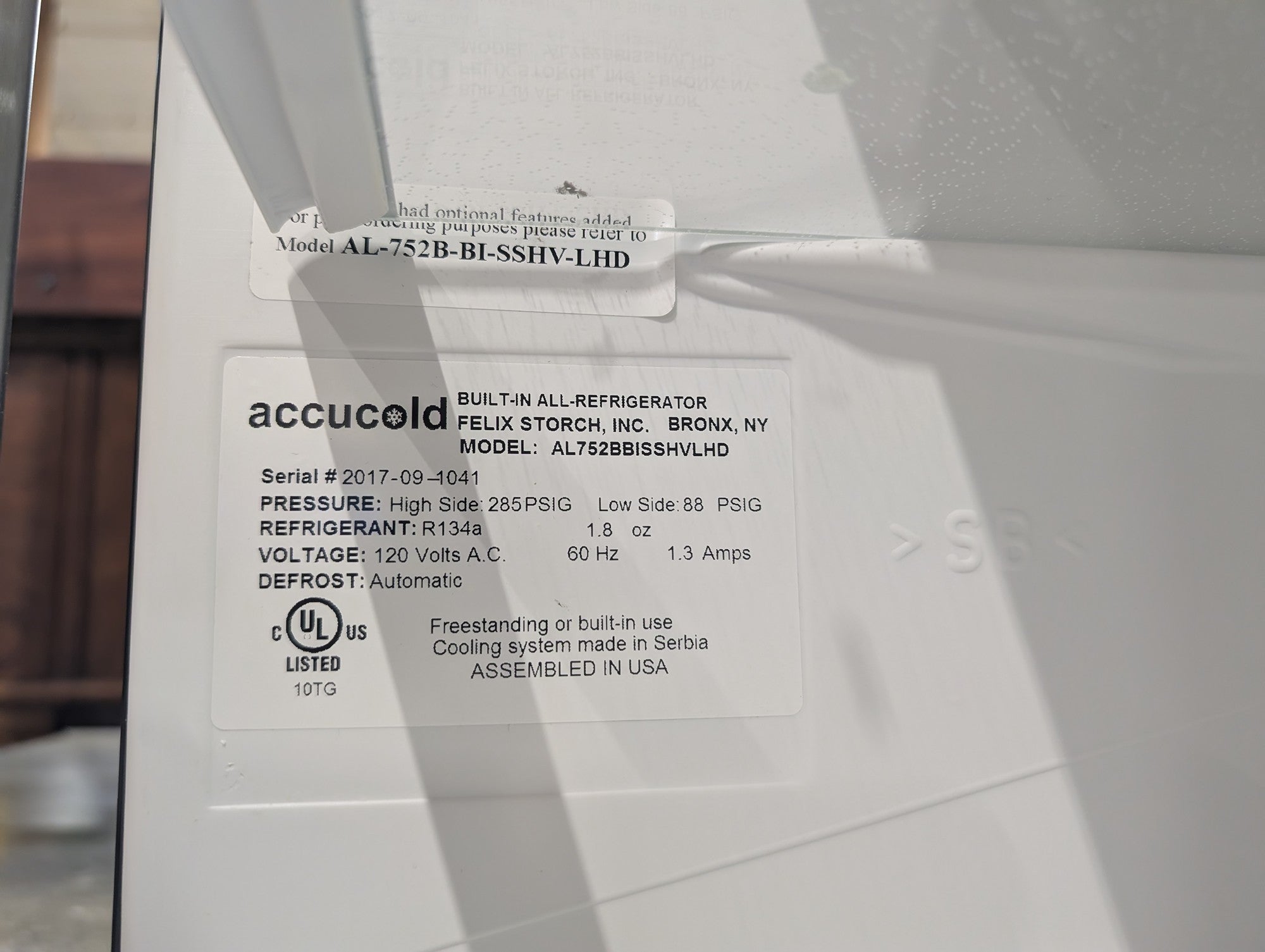 Accucold AL752BBISSHVLHD Stainless Steel Built-in All-Refrigerator