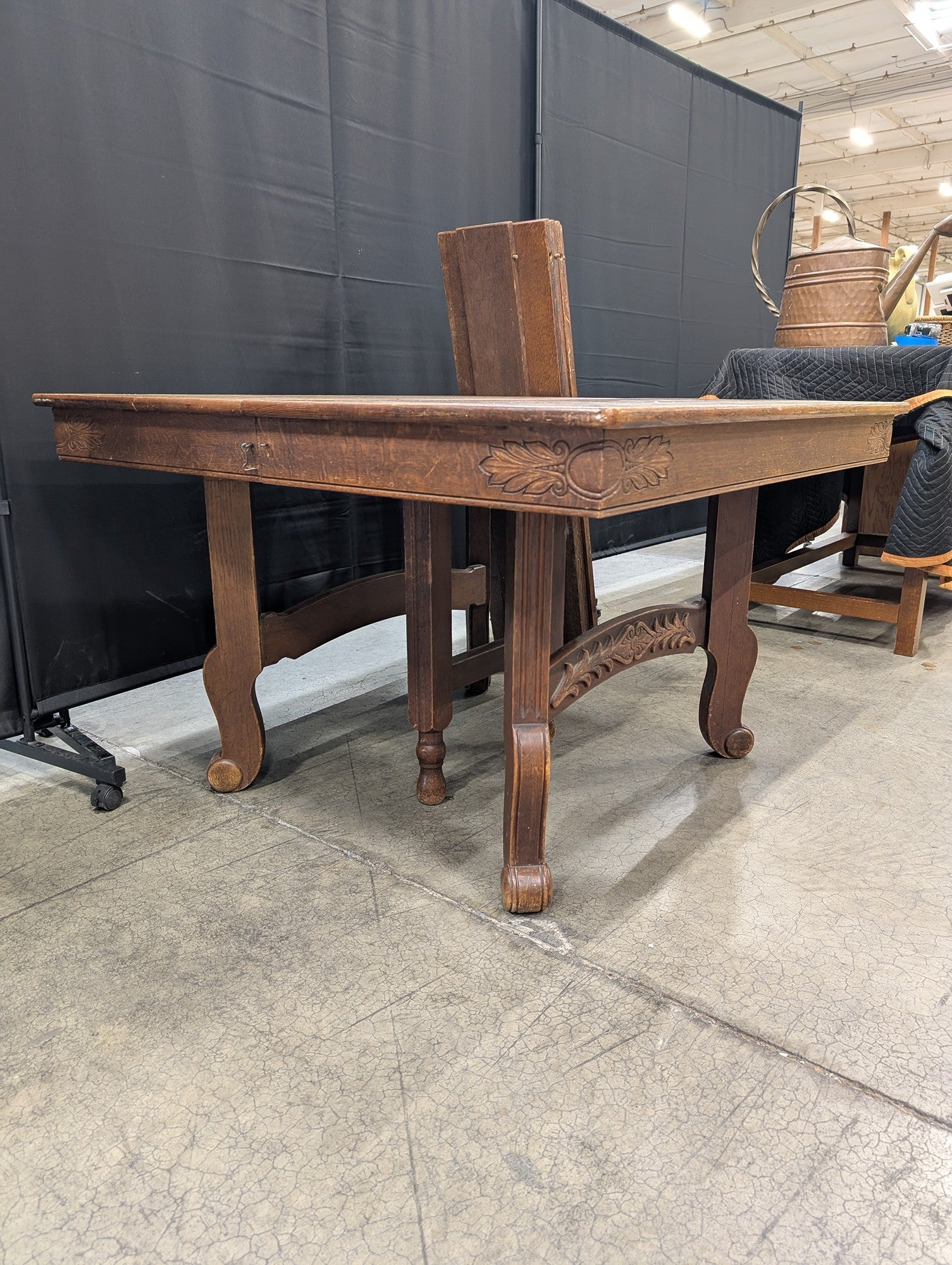 P. E. Routier Furniture Co. Carved Wood Extendable Dining Table