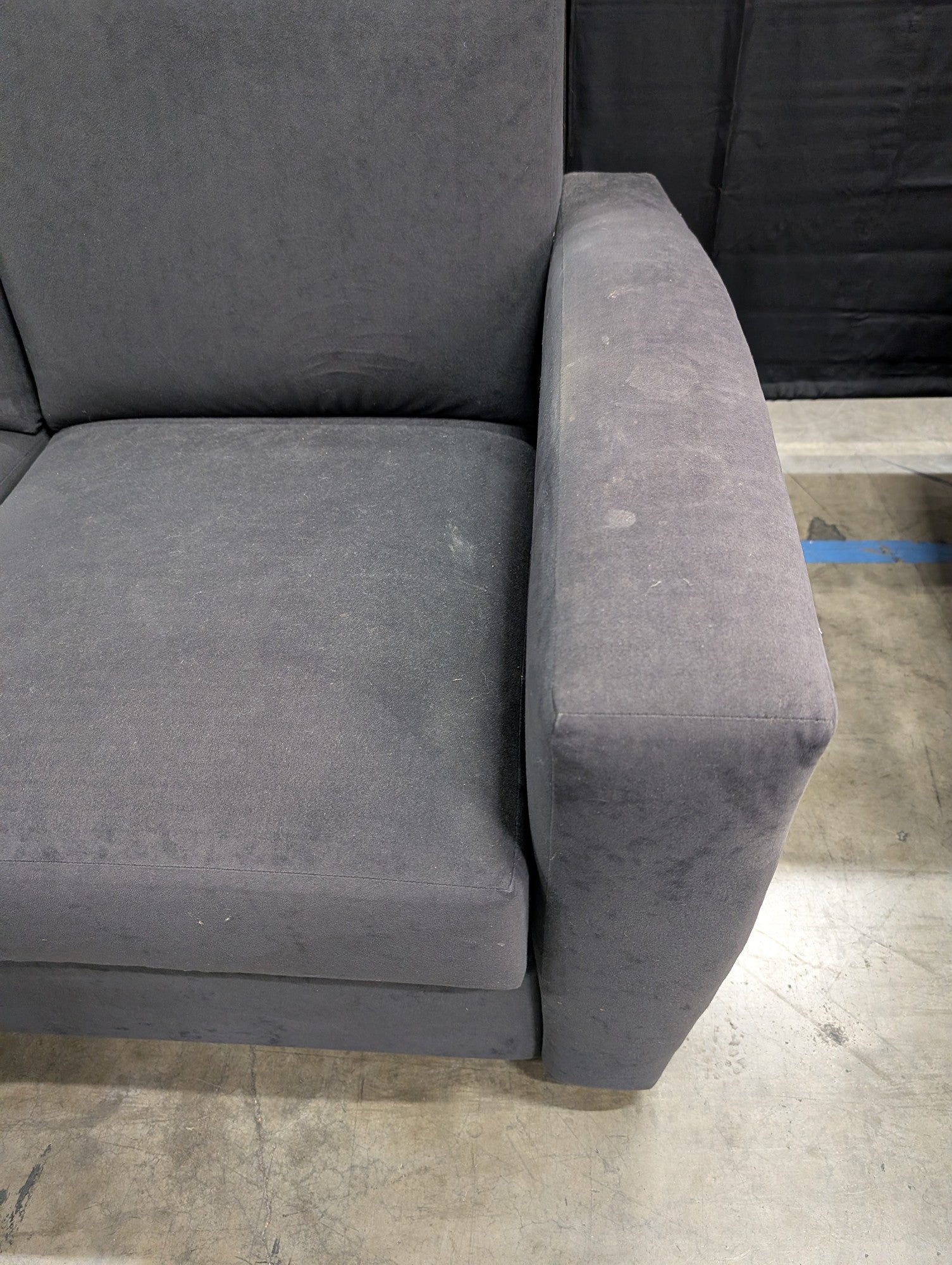 Dark Gray Fabric Three-Cushion Couch