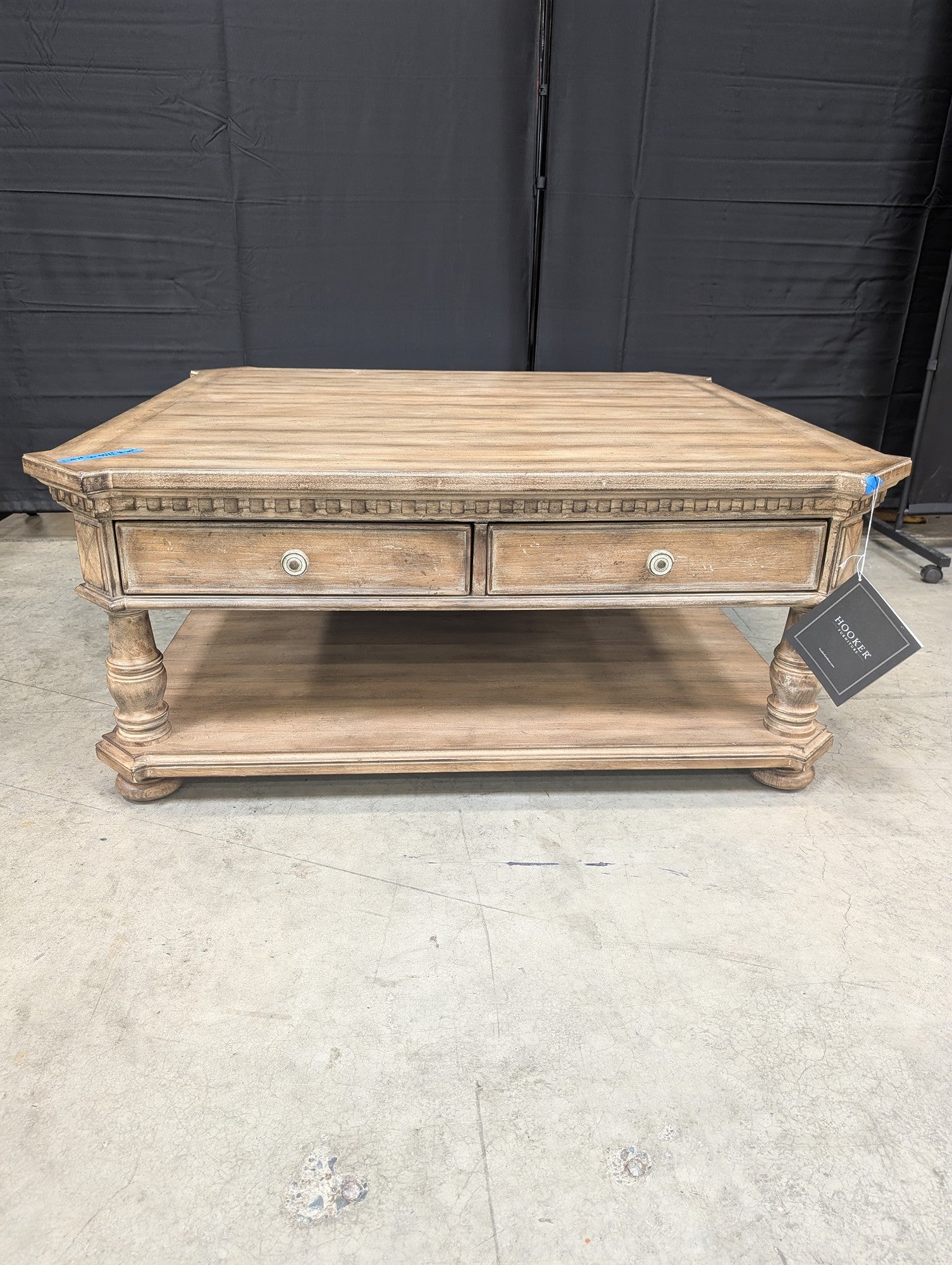 Hooker Furniture Light Wood Square Coffee Table with Drawers