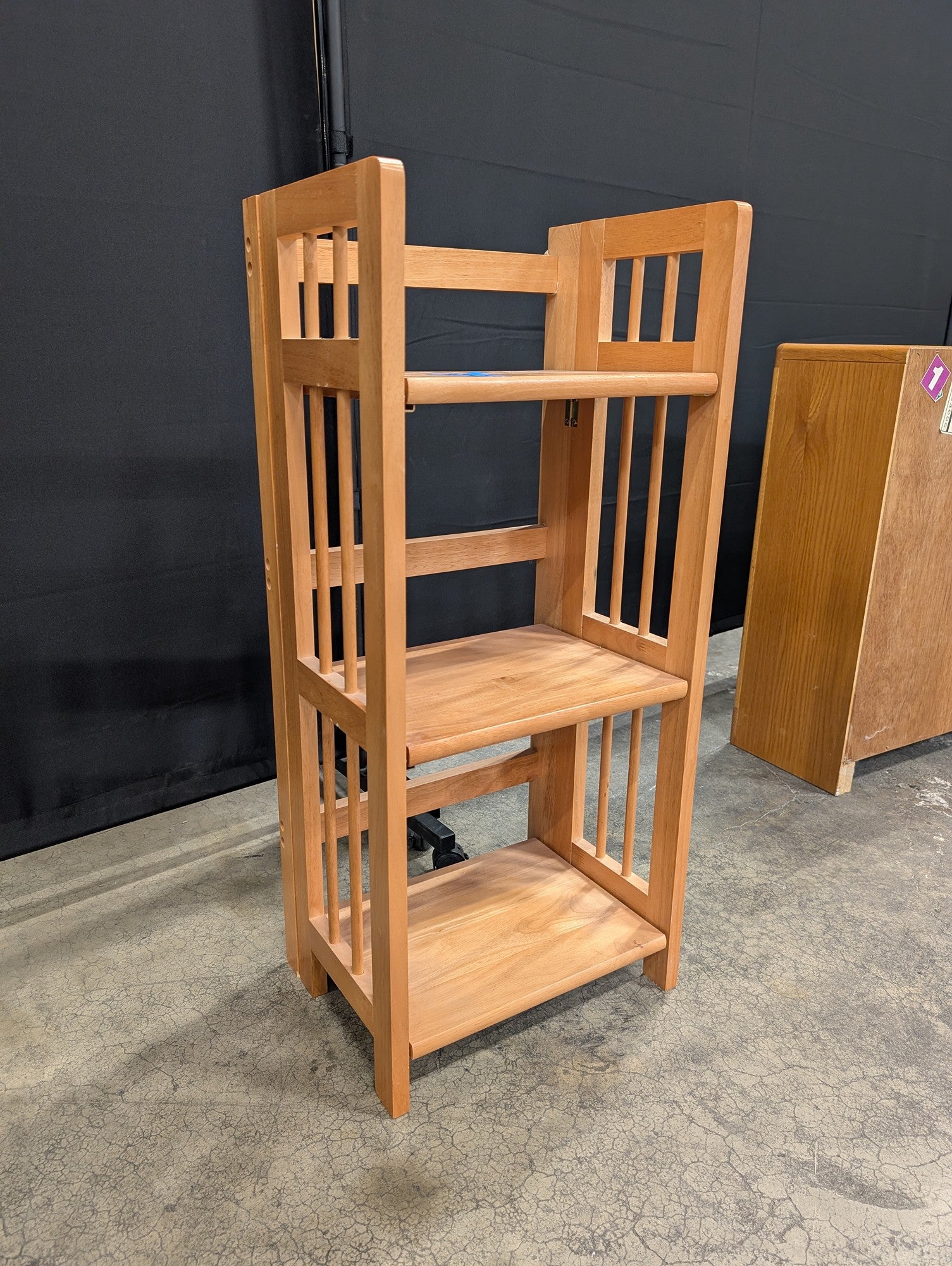 Light Wood Mission Style Three-Shelf Bookcase