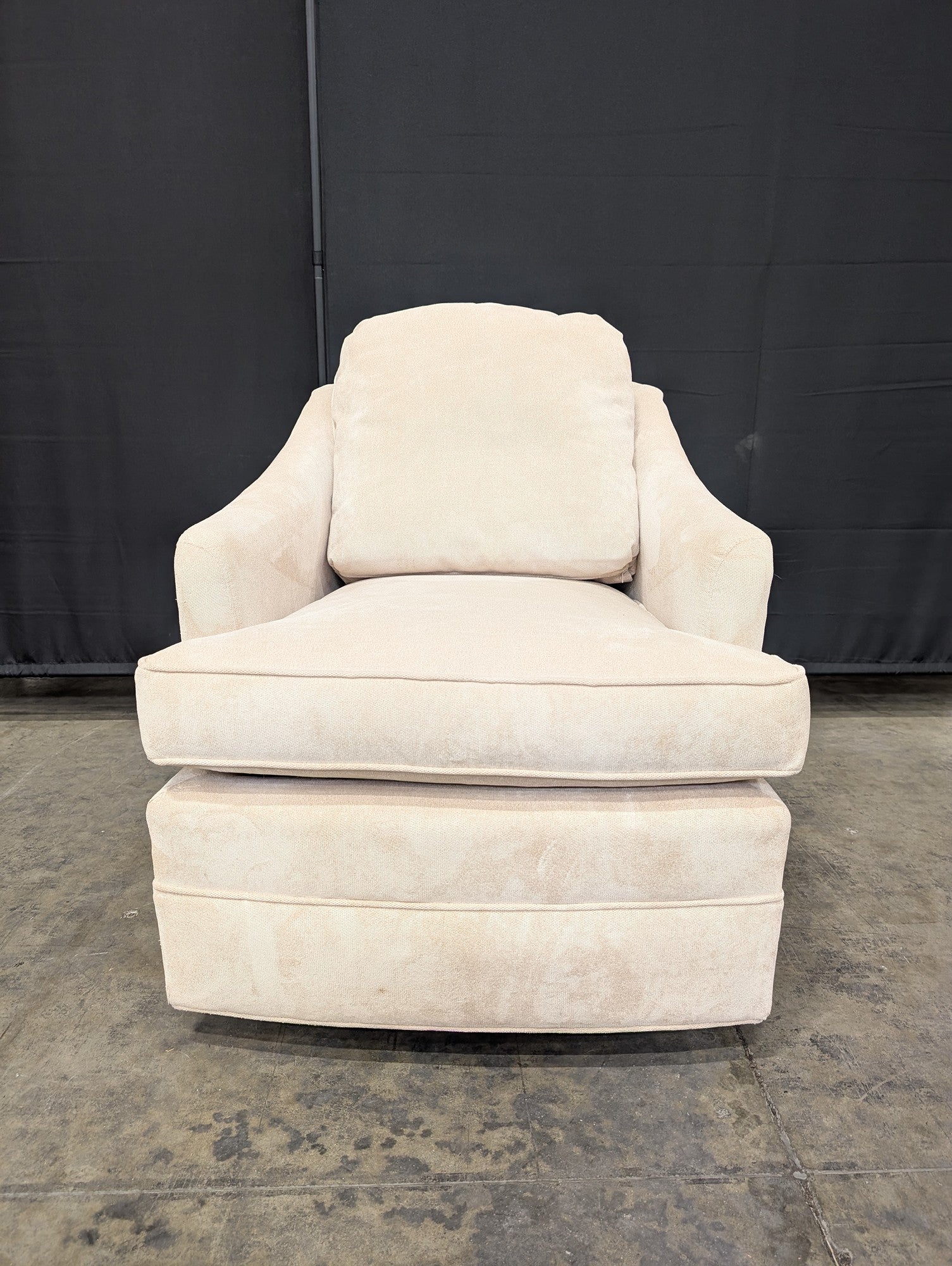 Cream Upholstered Swivel Accent Chair