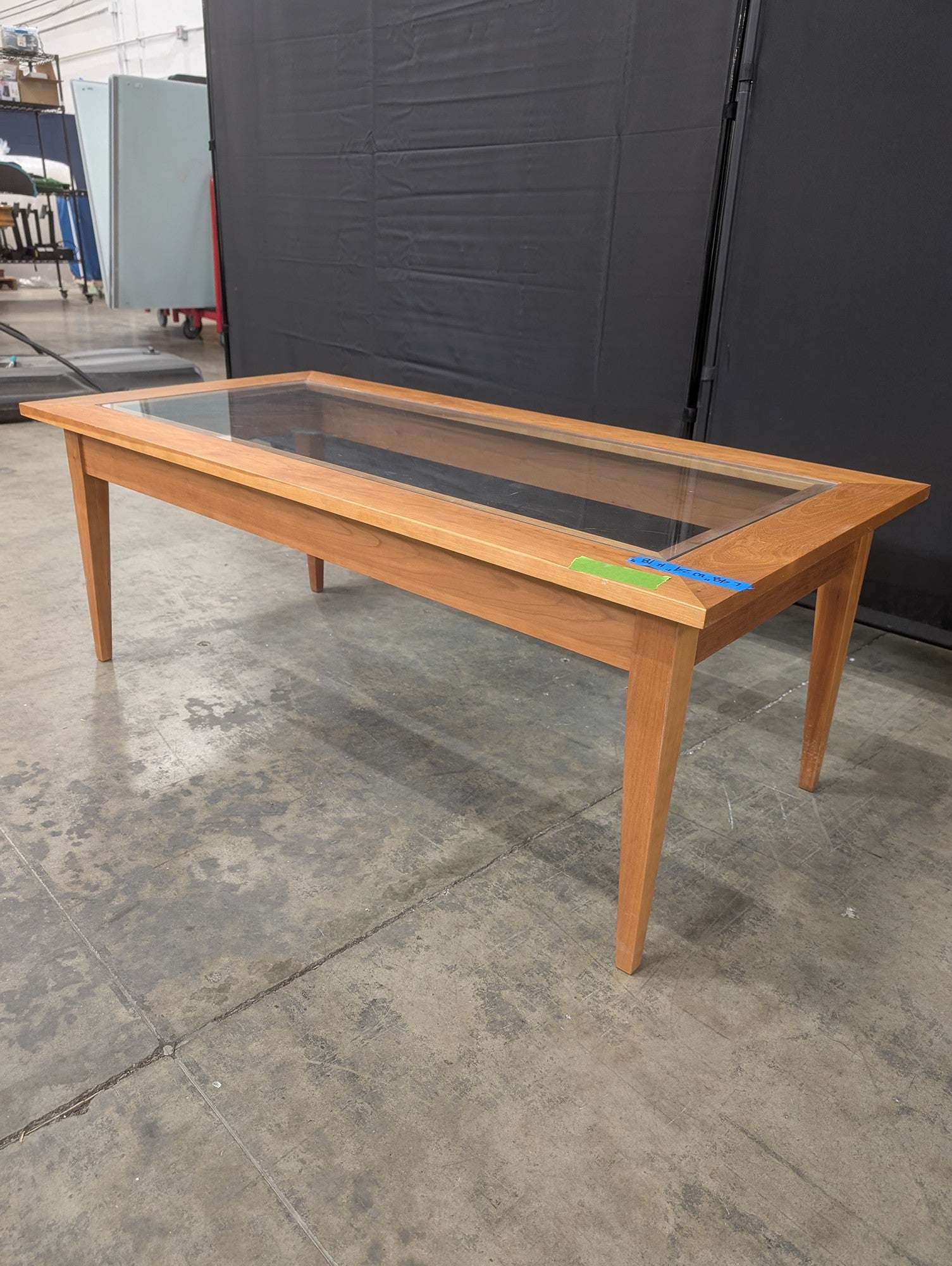 Wooden Frame Glass Top Coffee Table