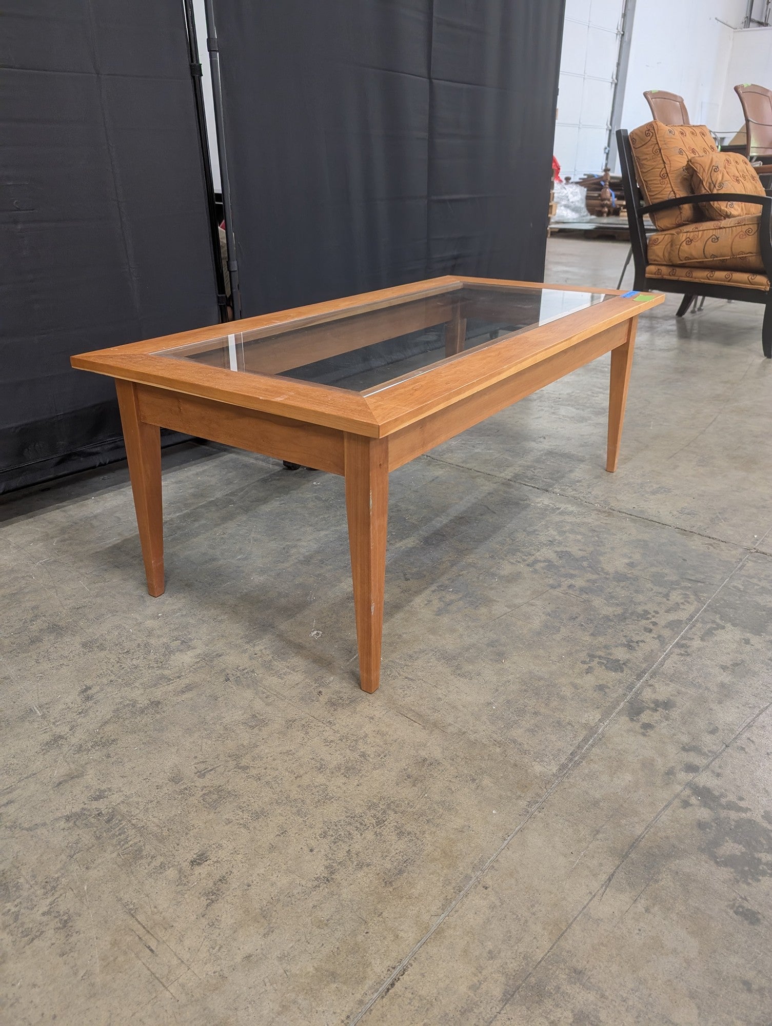 Wooden Frame Glass Top Coffee Table