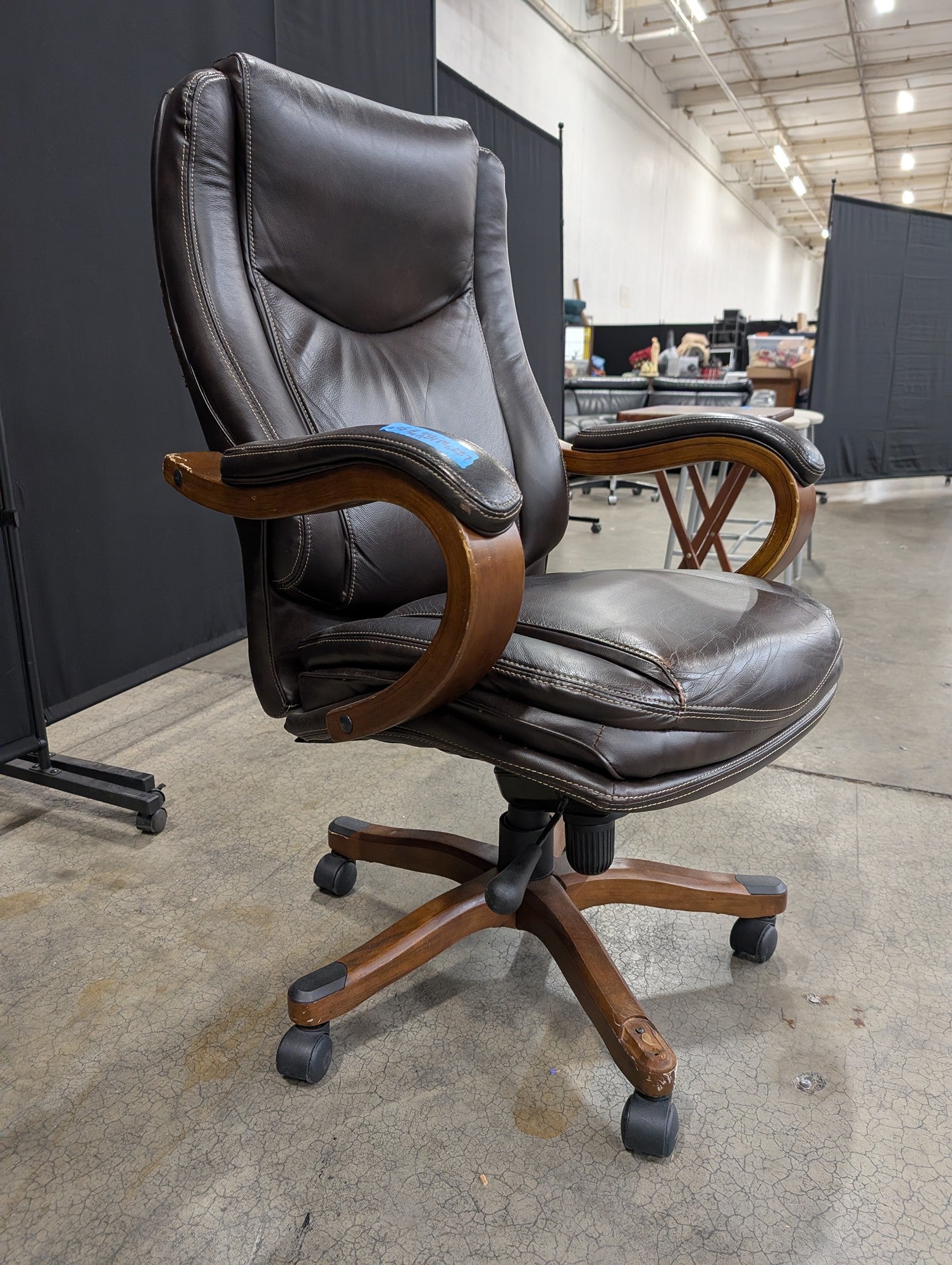 Dark Brown Thomasville Executive Office Chair with Wood Accents